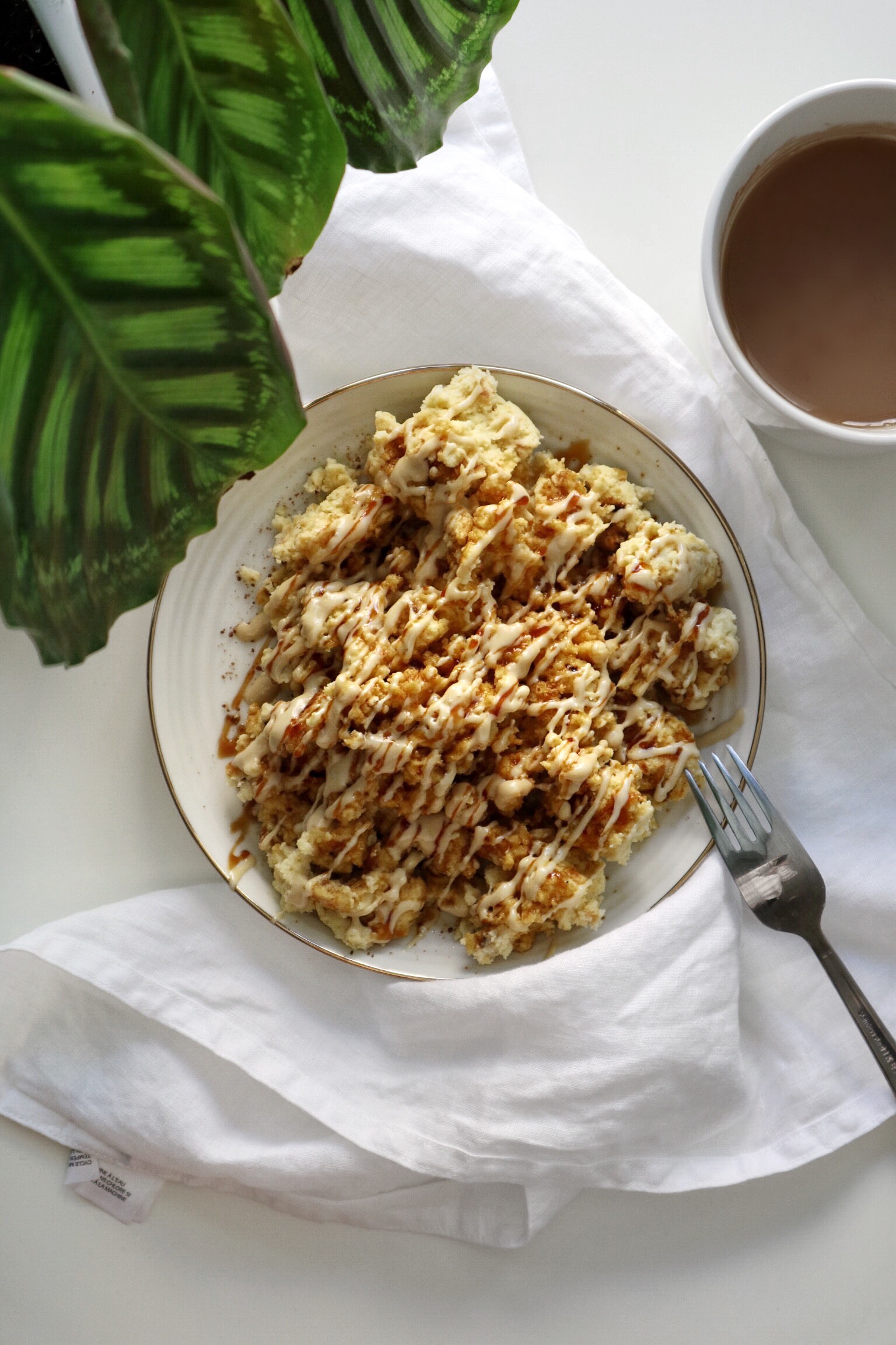 vegan keto pancakes on a white plate