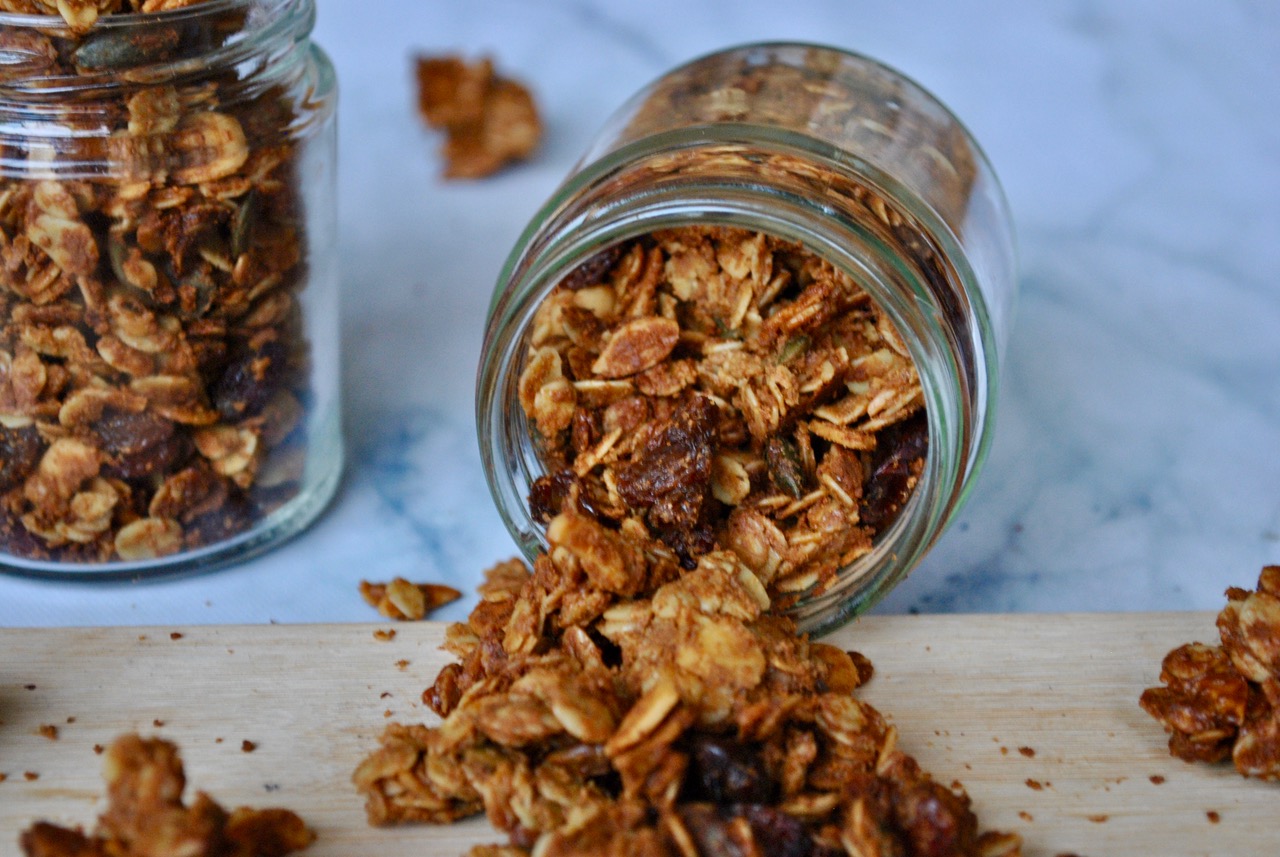 Delicious vegan granola in a jar