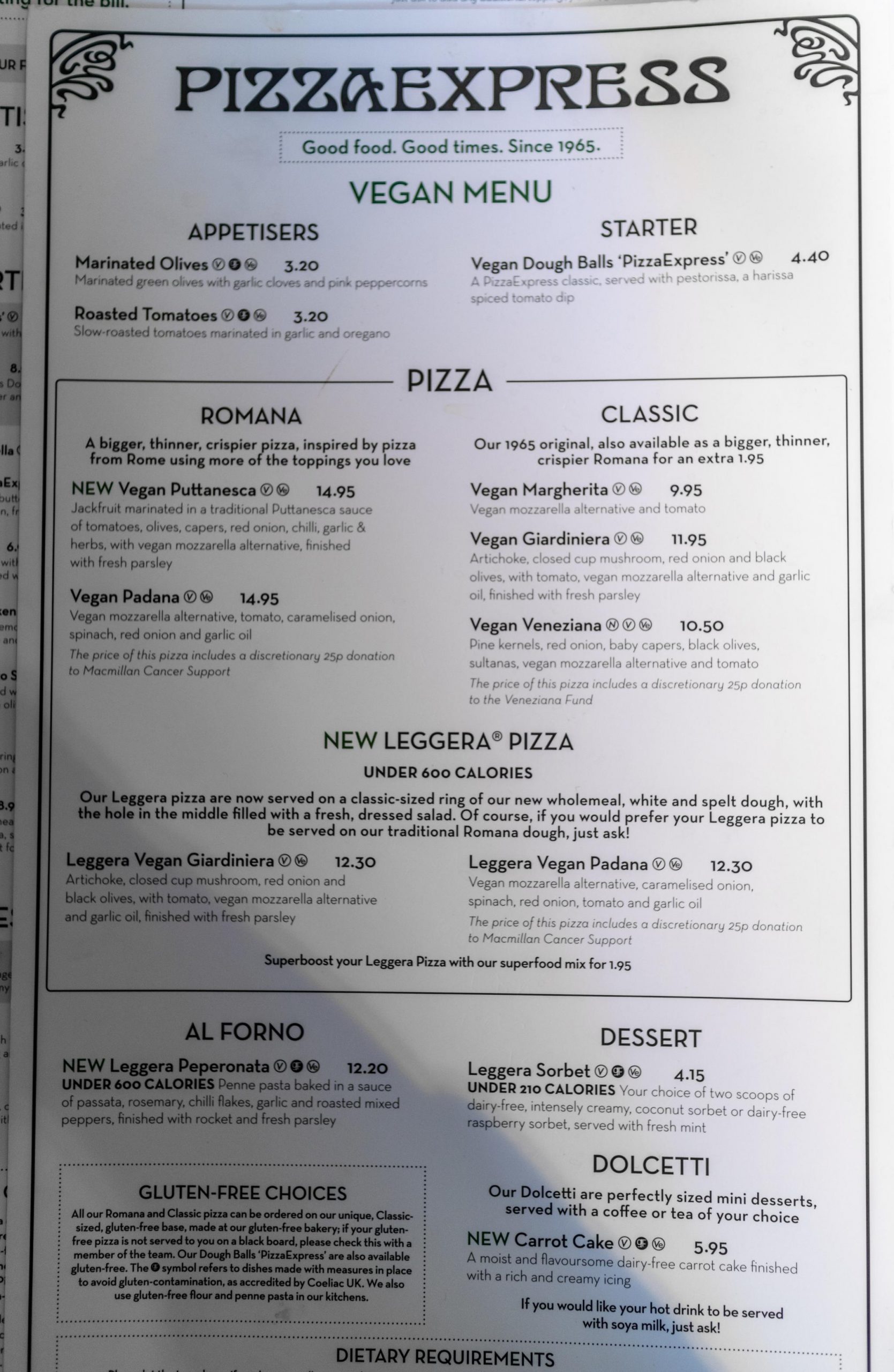 Vegan Menu at Pizza Express Review