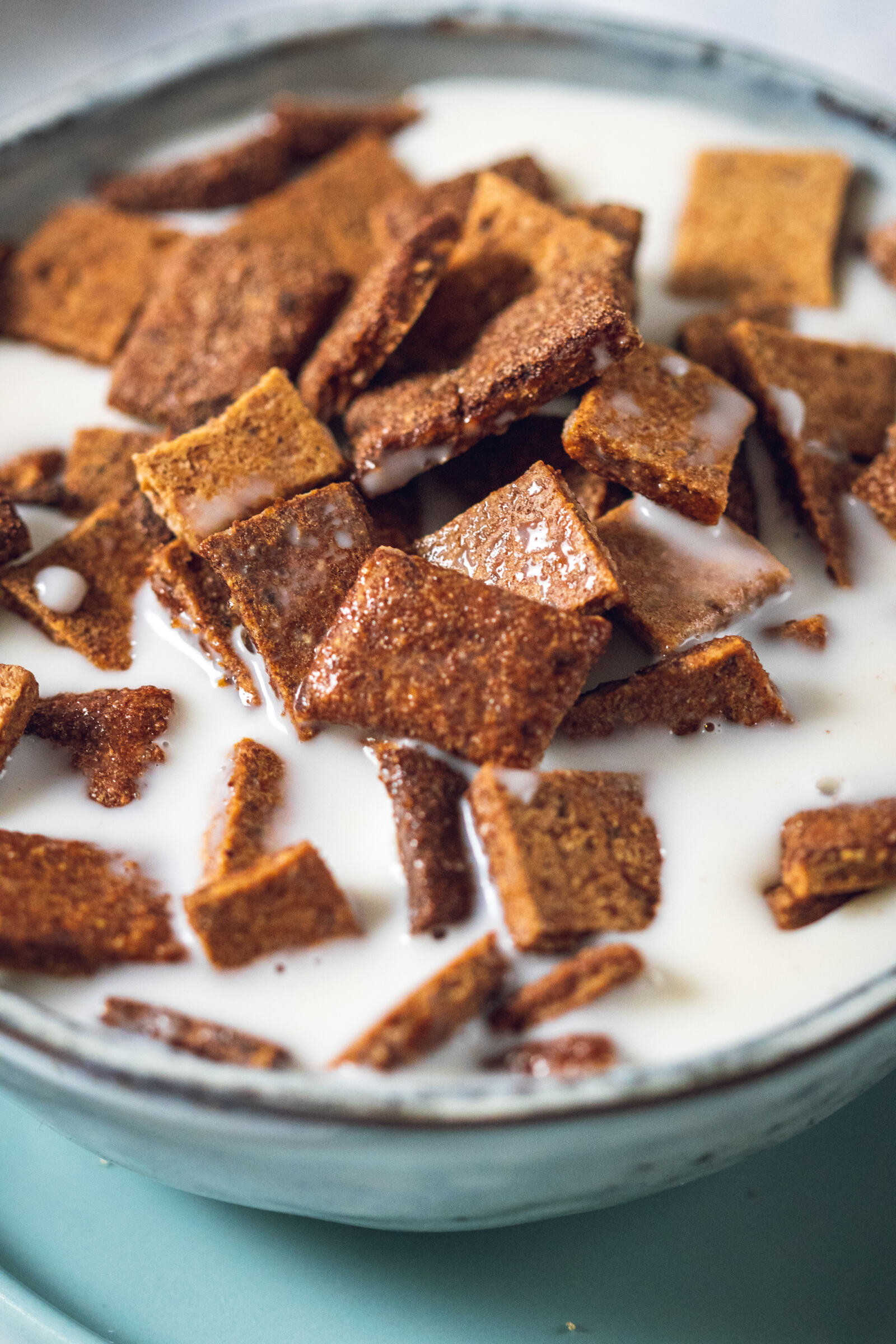 homemade vegan cereal with milk in a bowl