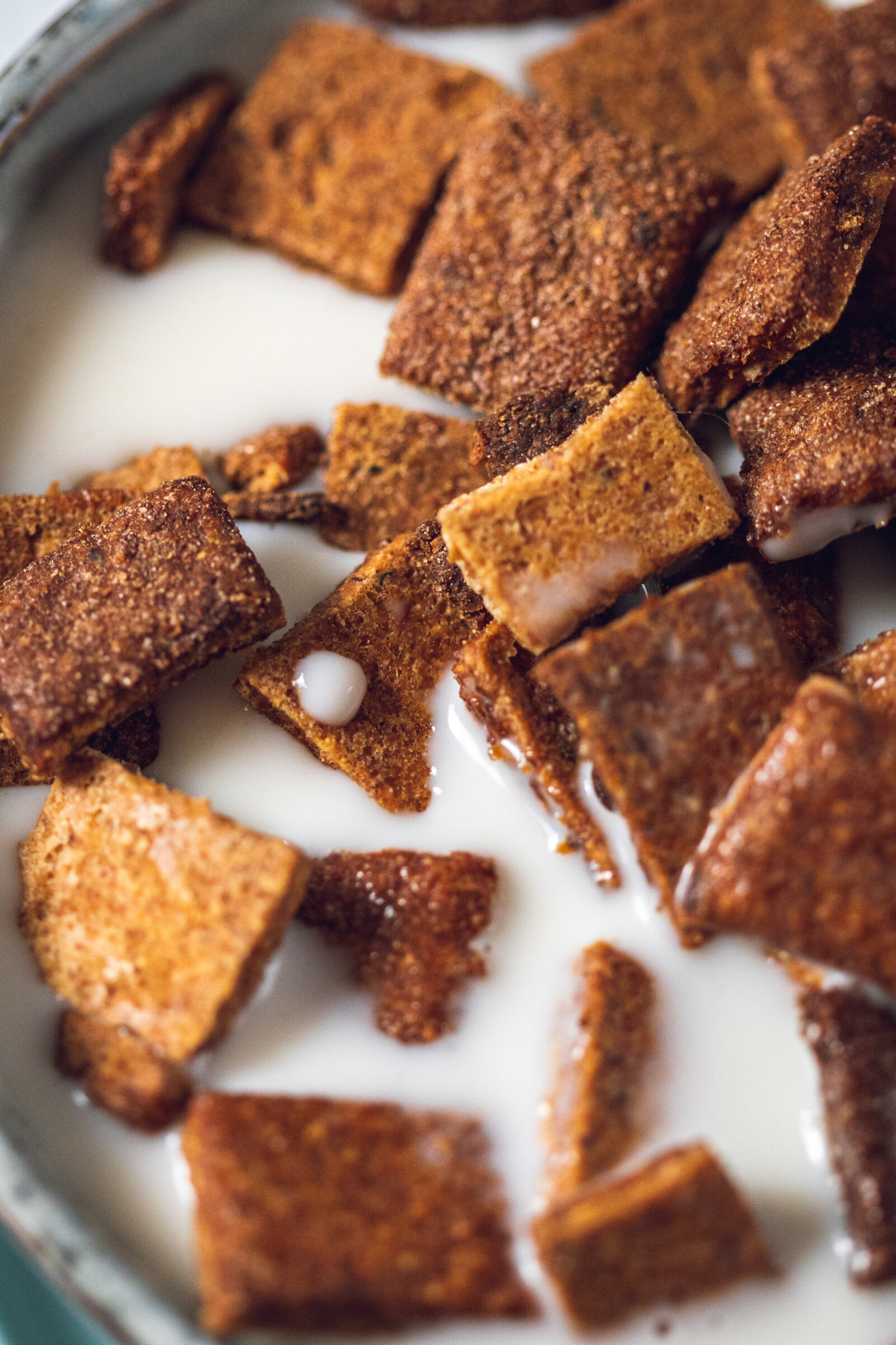 homemade cinnamon toast crunch with milk in a bowl