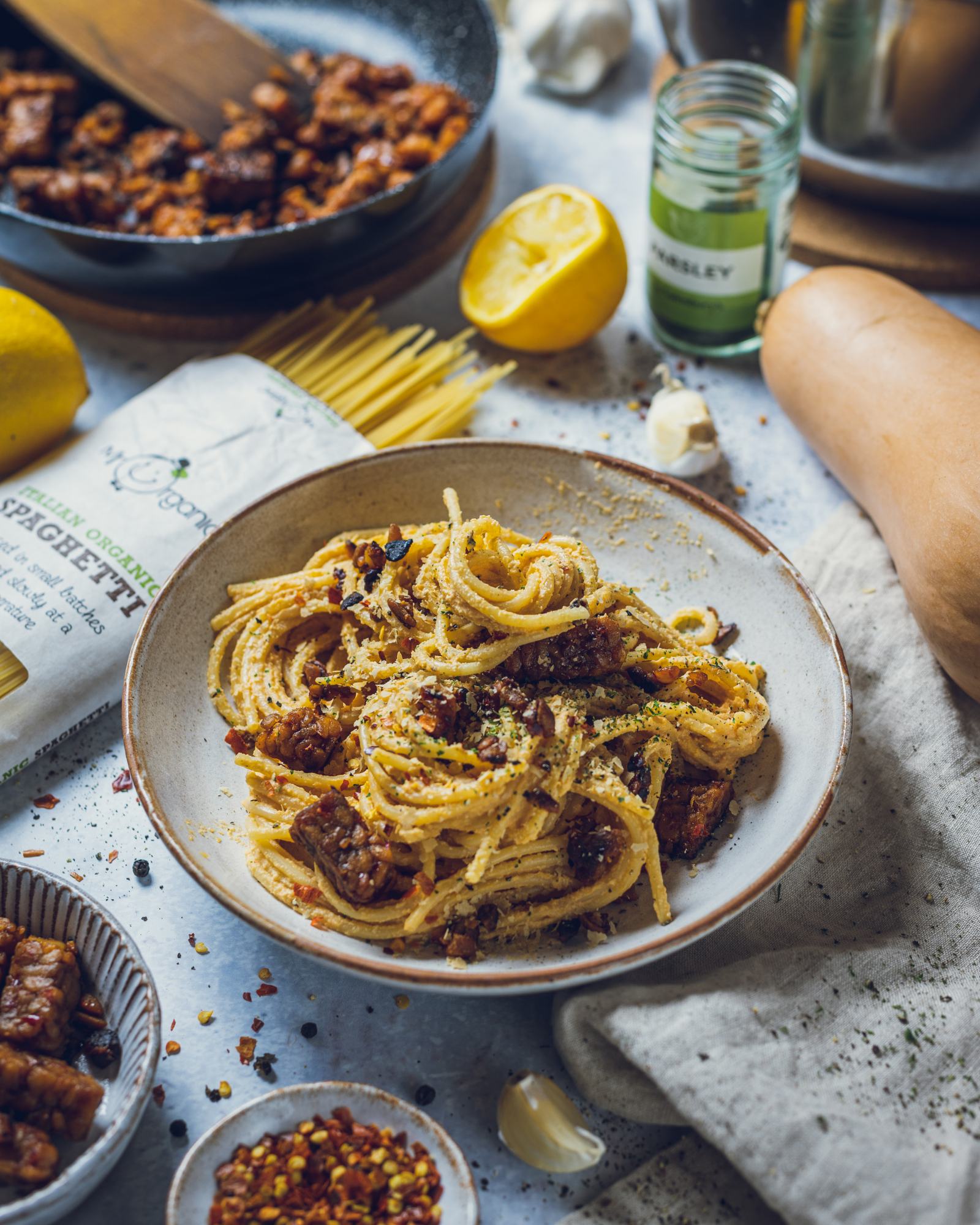 Roasted Butternut Squash Spag n Cheese