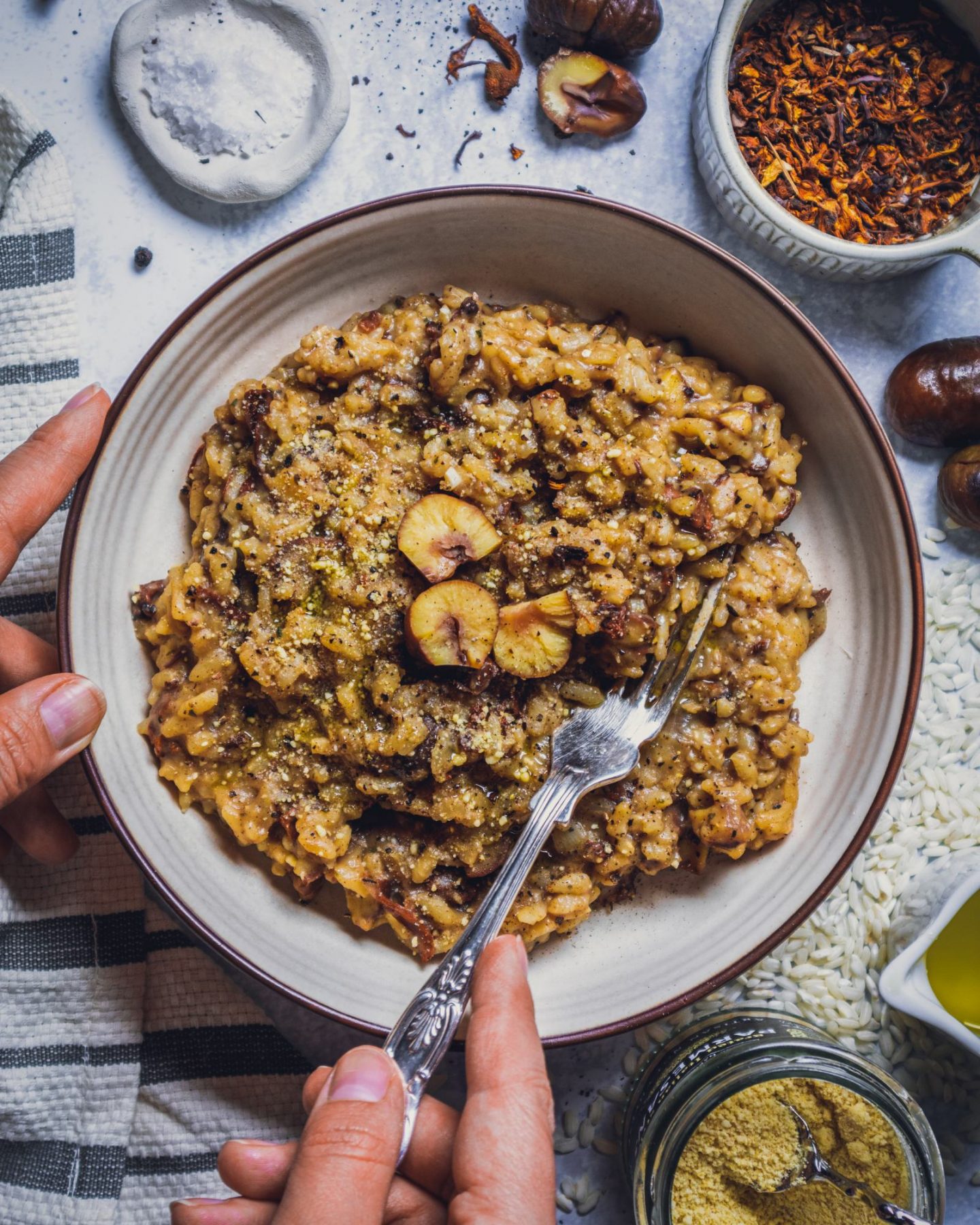 Vegan Mushroom Risotto Recipe with Chestnuts - Romy London
