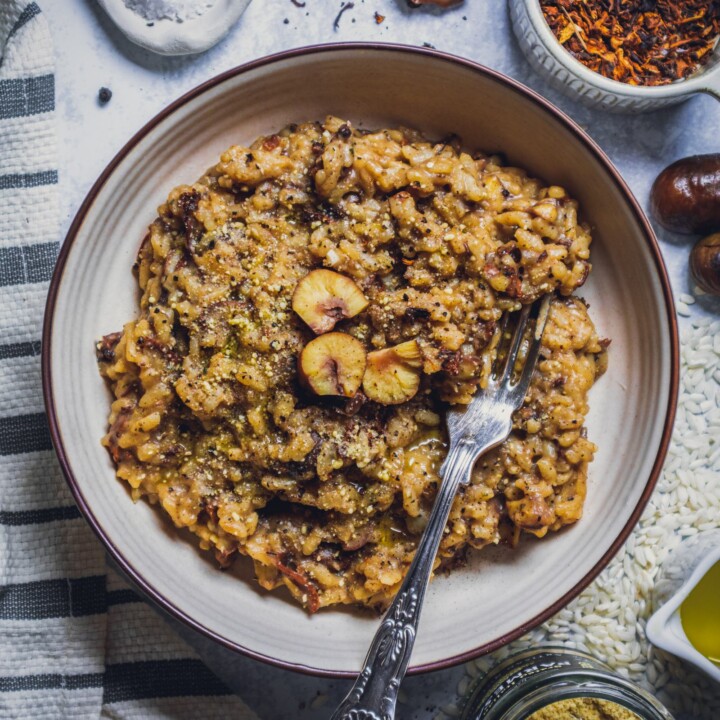 Vegan Mushroom Risotto Recipe with Chestnuts - Romy London