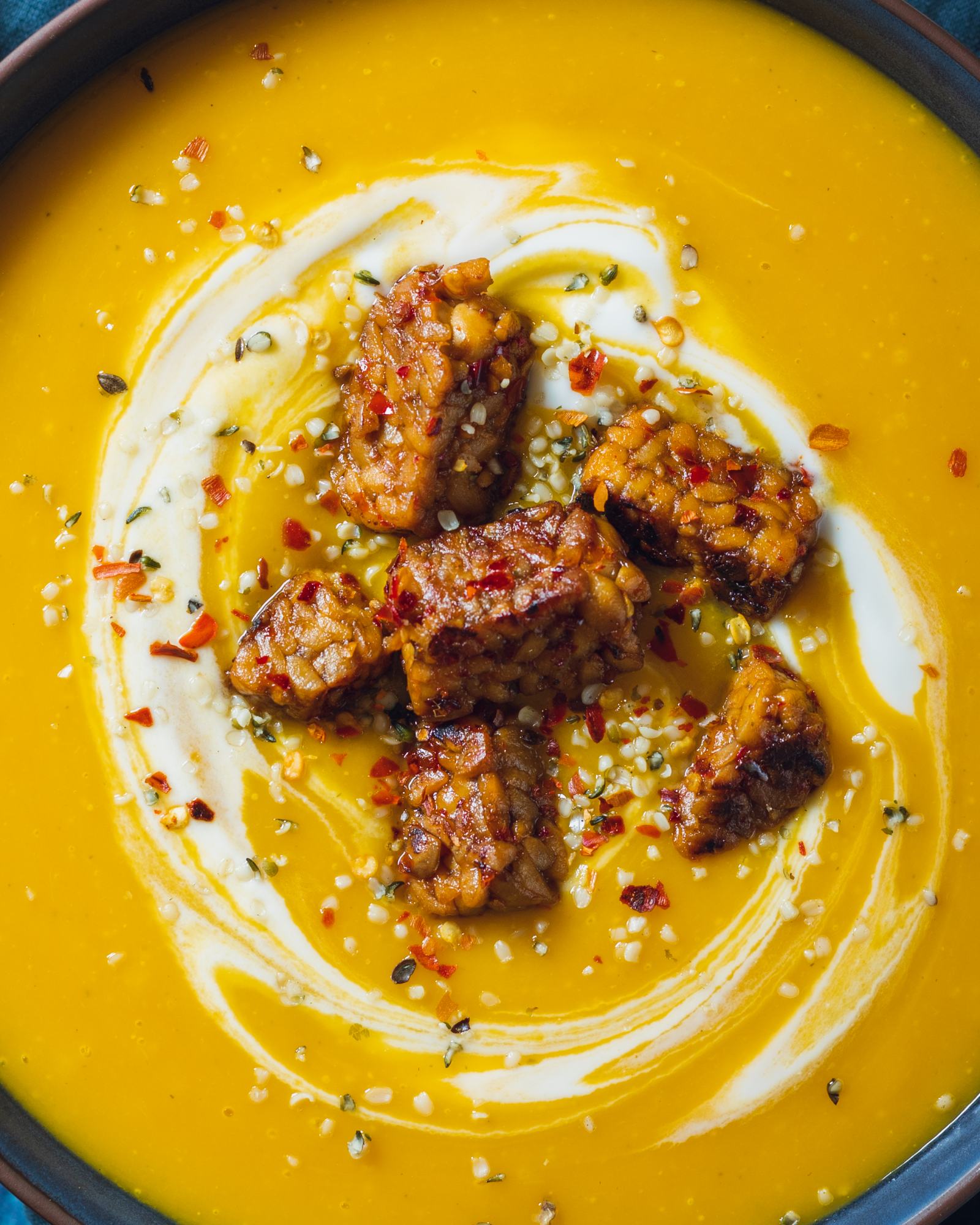 Spicy Swede Soup with Ginger close up of the soup from above