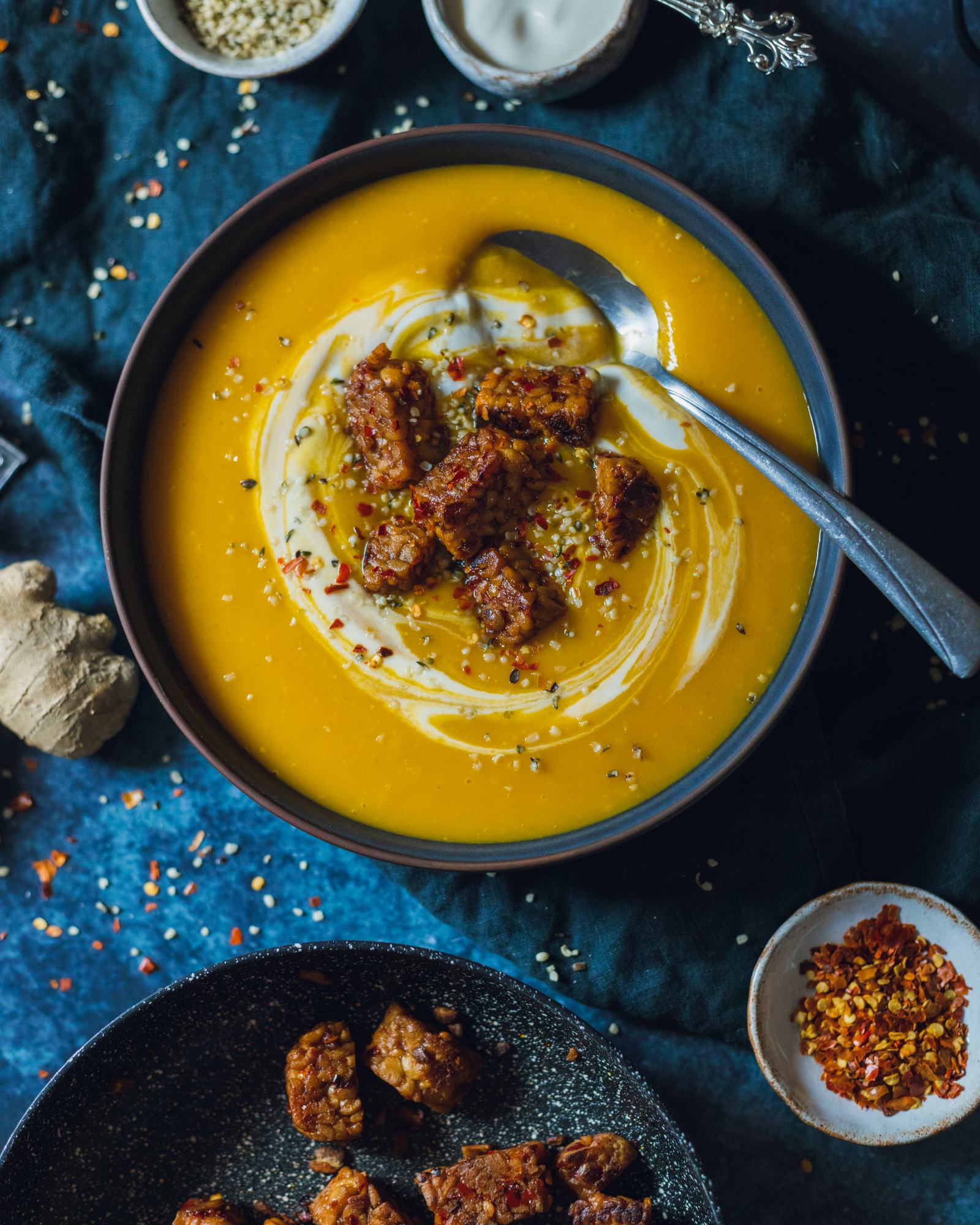 vibrant soup made with swede in a bowl