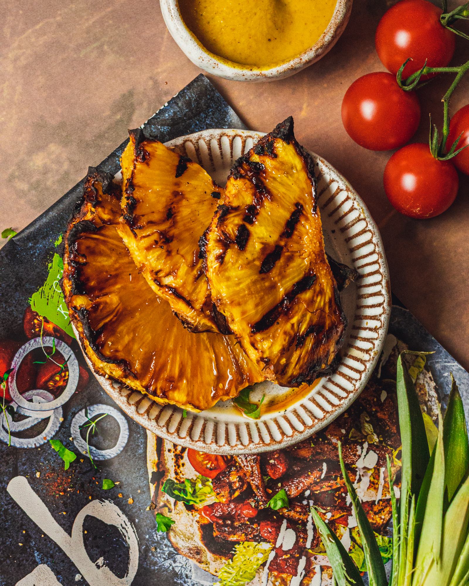 grilled pineapple in a small bowl