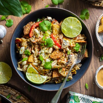 a bowl with vegan pad thai