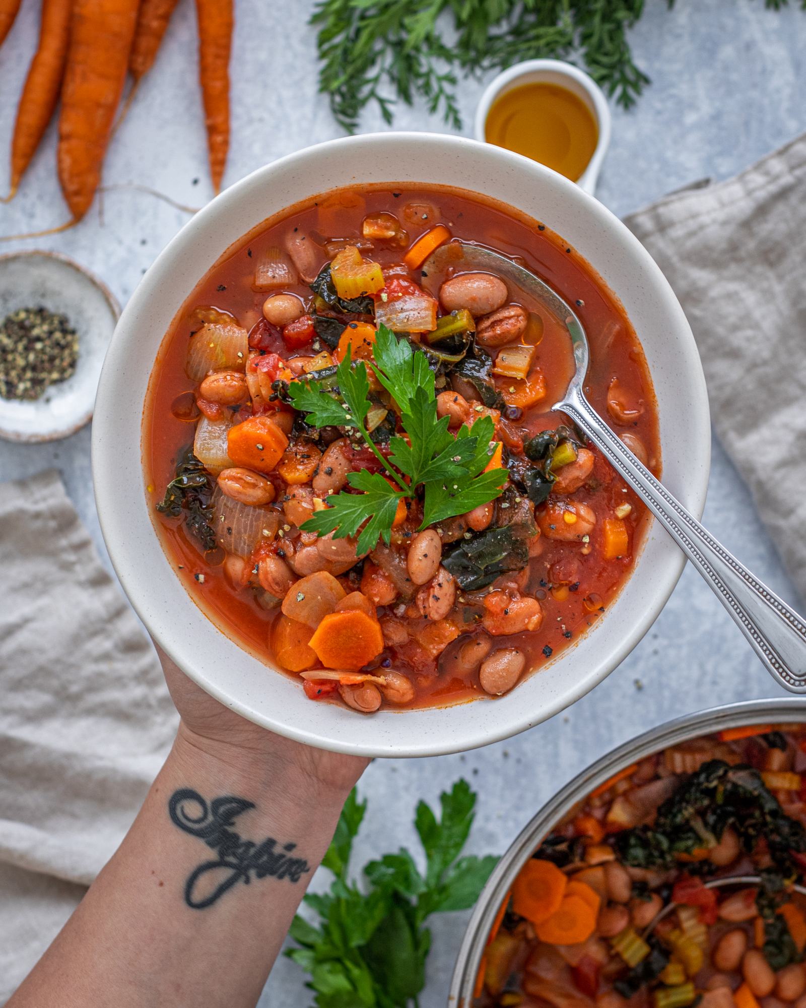 Kale and Borlotti Bean Soup Recipe