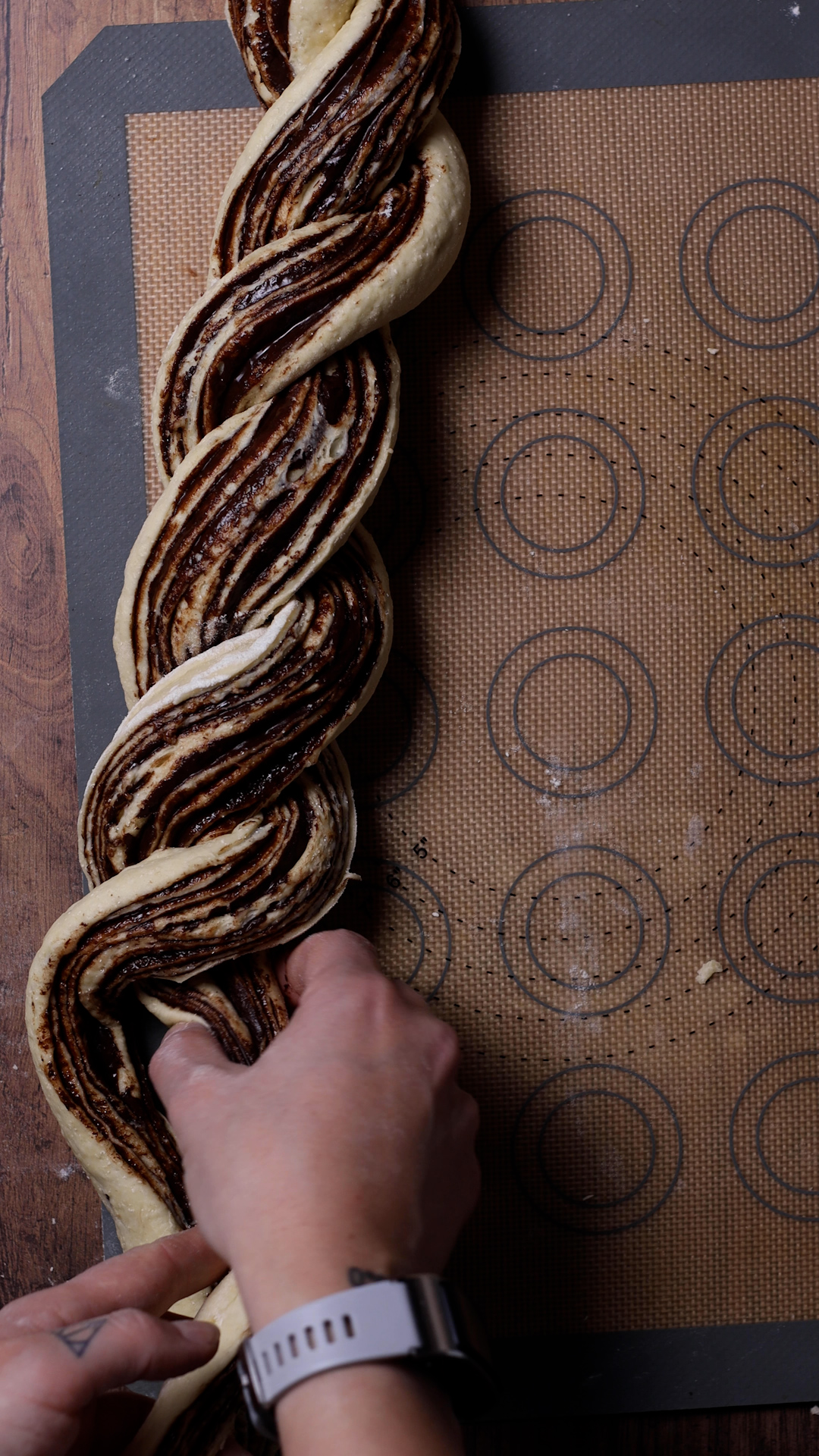 Twirled babka dough.
