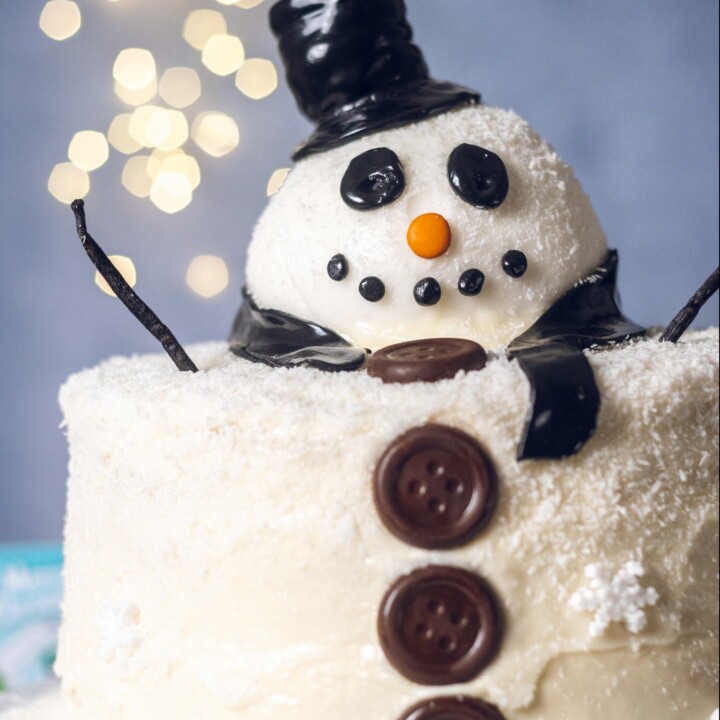 Vegan Snowman Salted Caramel Cake Recipe