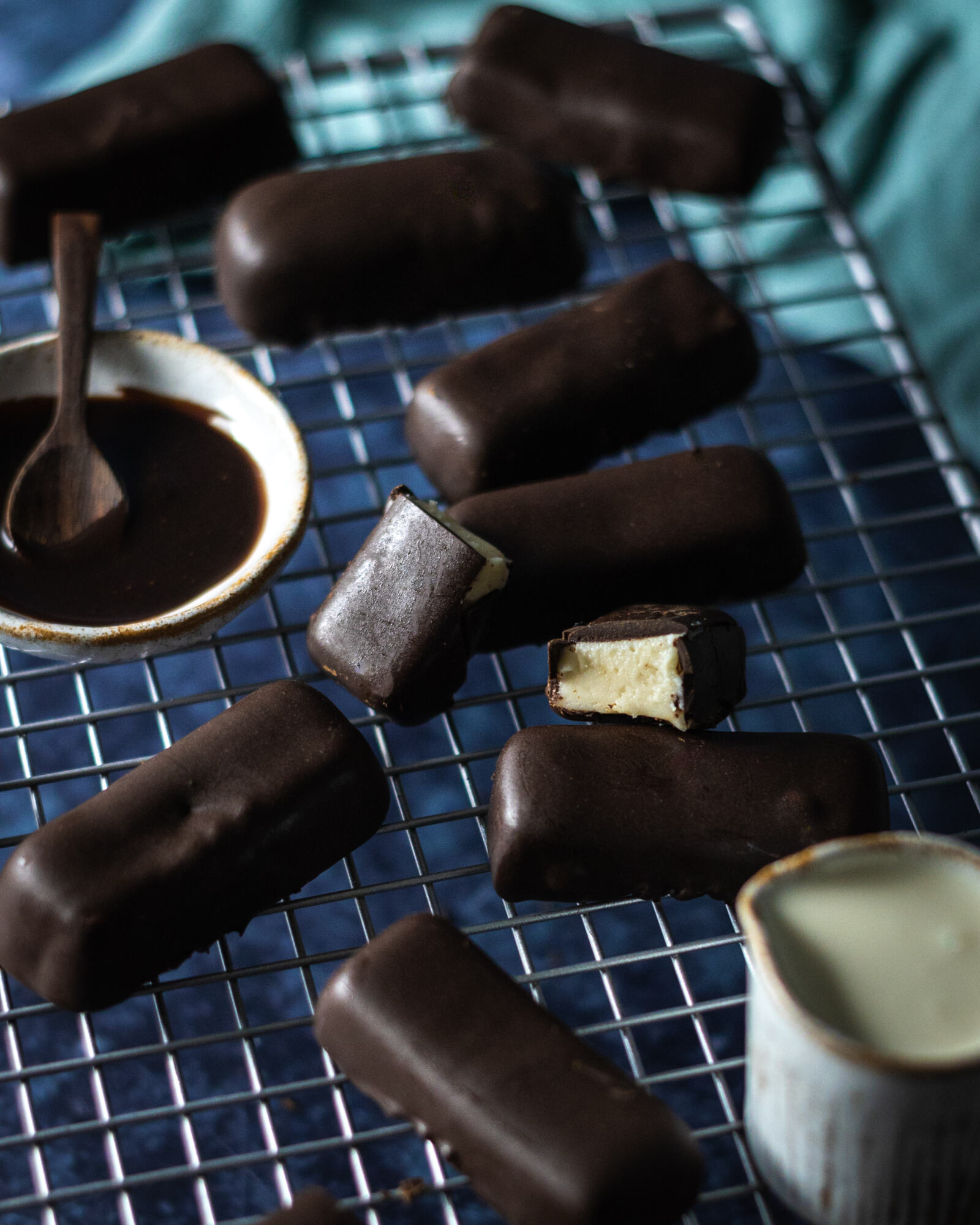 homemade vegan chocolate bars on a tray