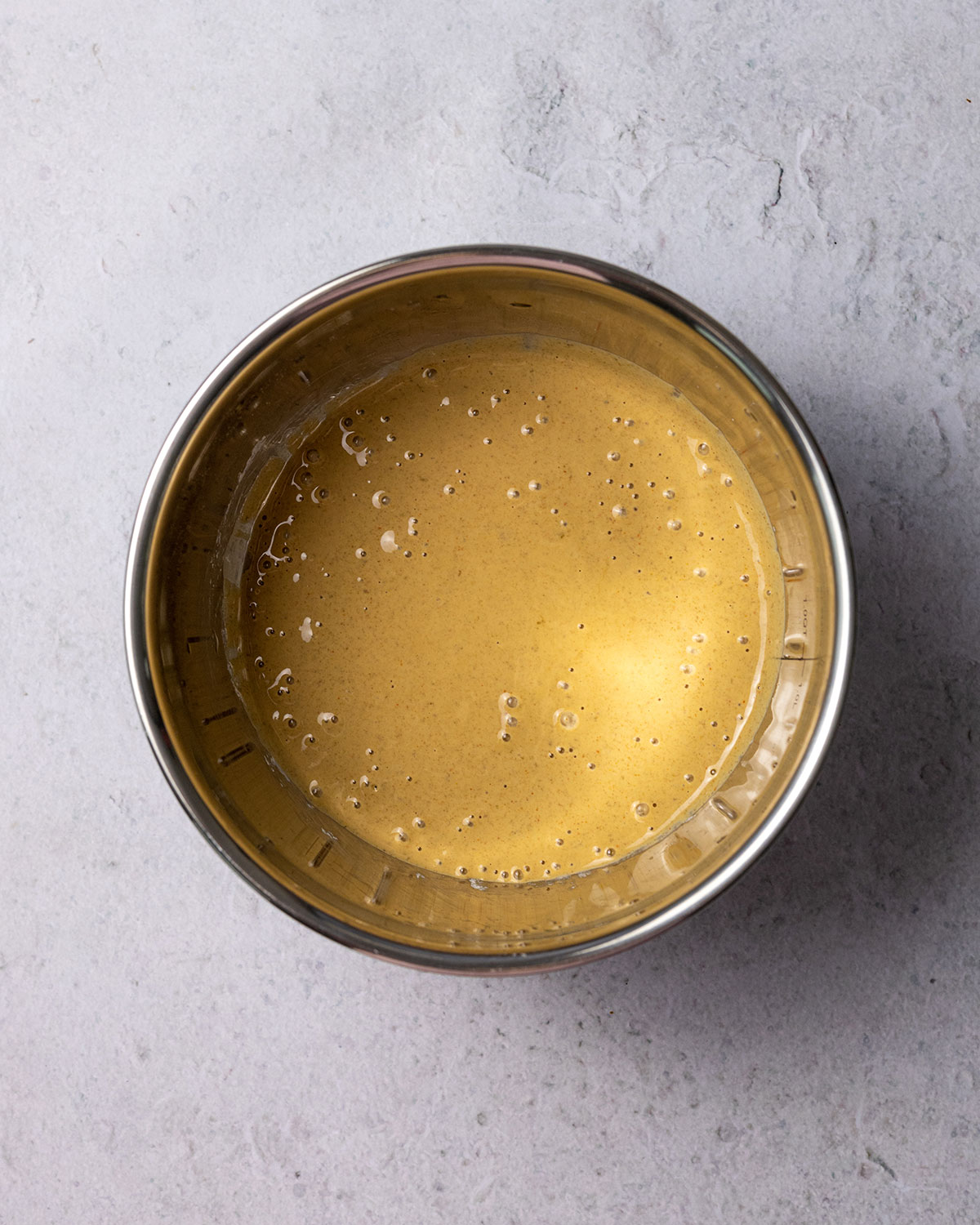 vegan beer batter in a mixing bowl