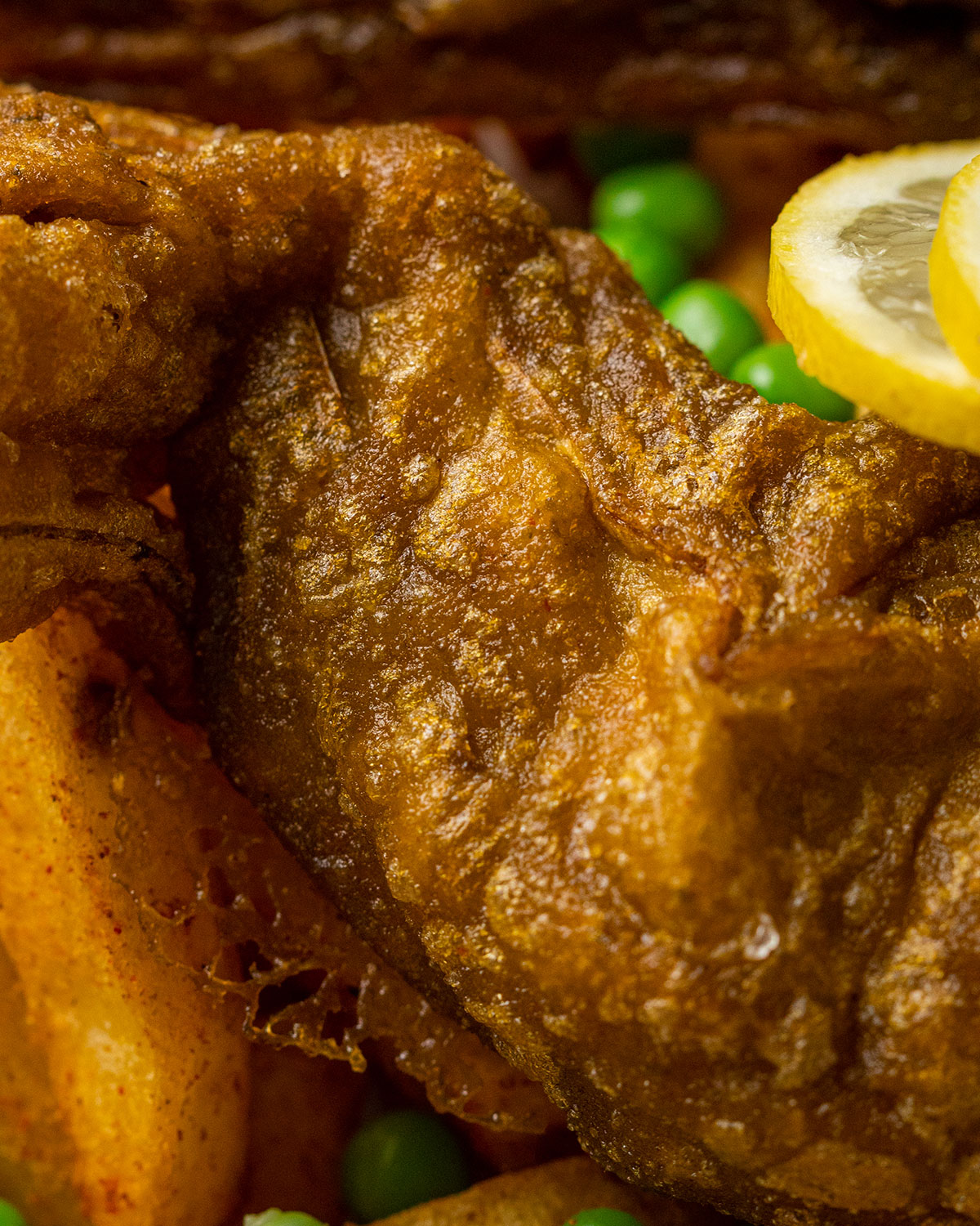 close up of crispy skin on vegan fish