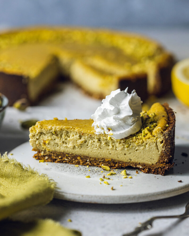 Baked Vegan Pistachio Cheesecake Romy London