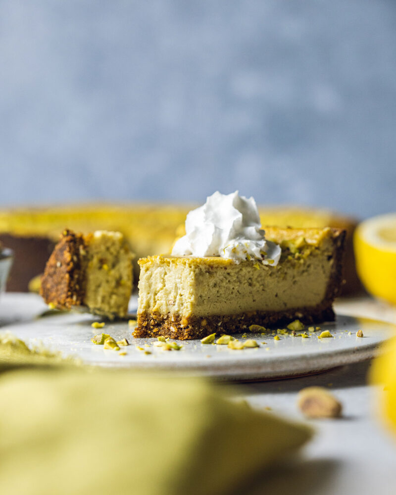 Baked Vegan Pistachio Cheesecake Romy London