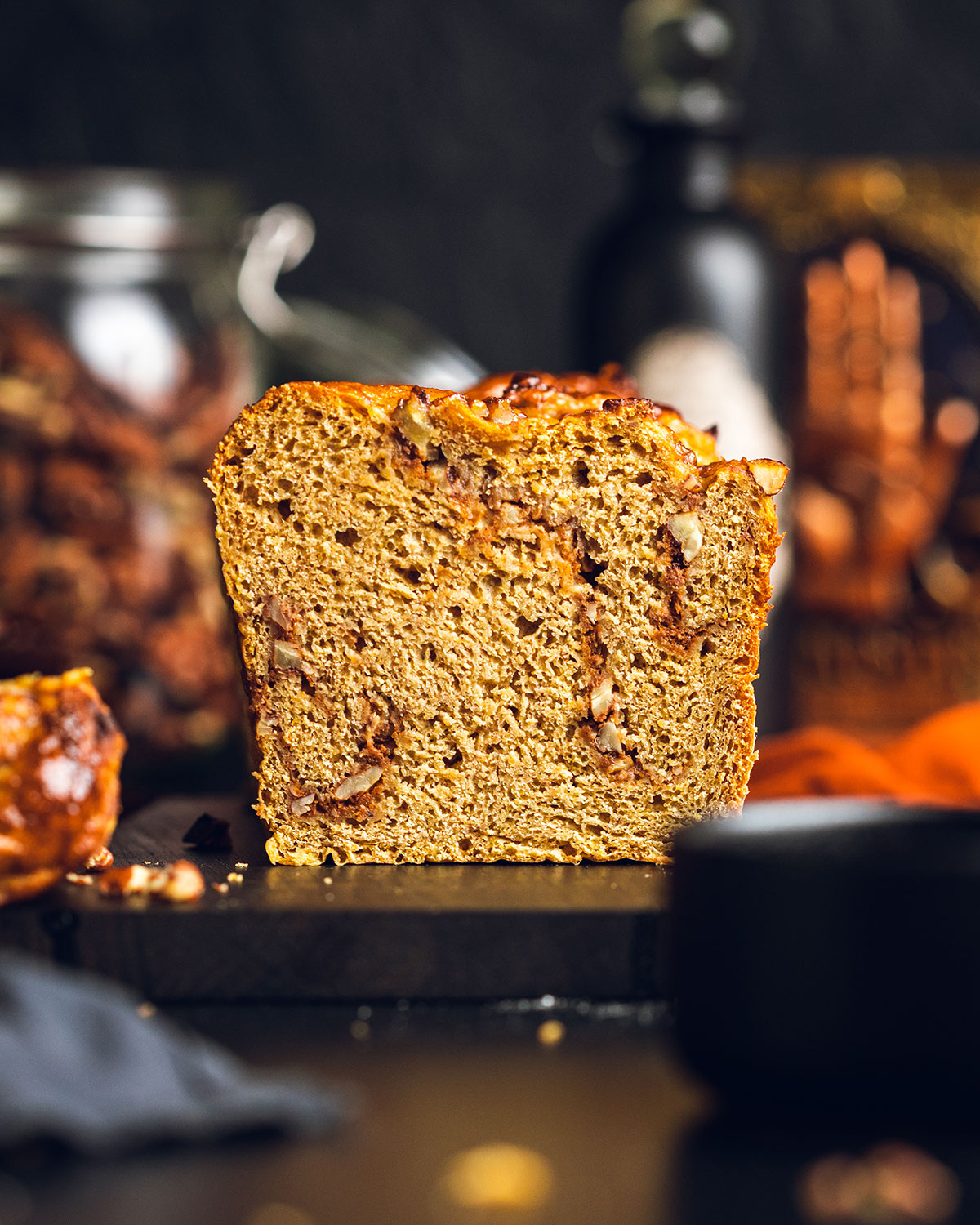 close up of the texture in the babka loaf