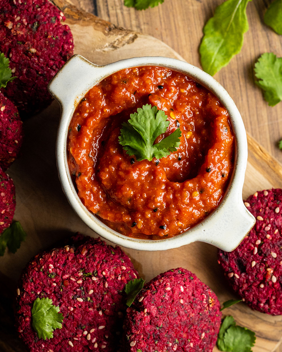 close up of the harissa paste in a bowl