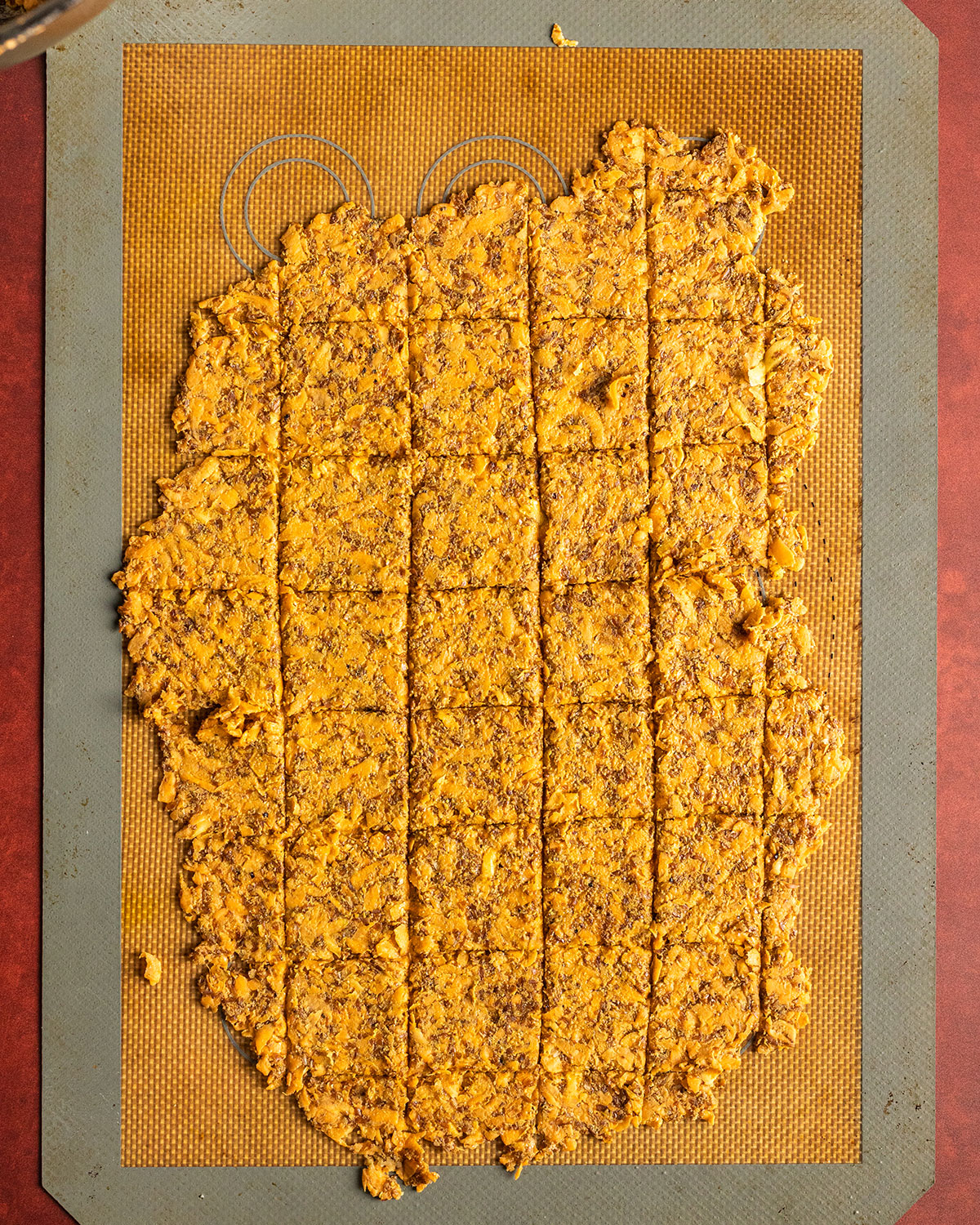 the cracker dough pre-cut into squares