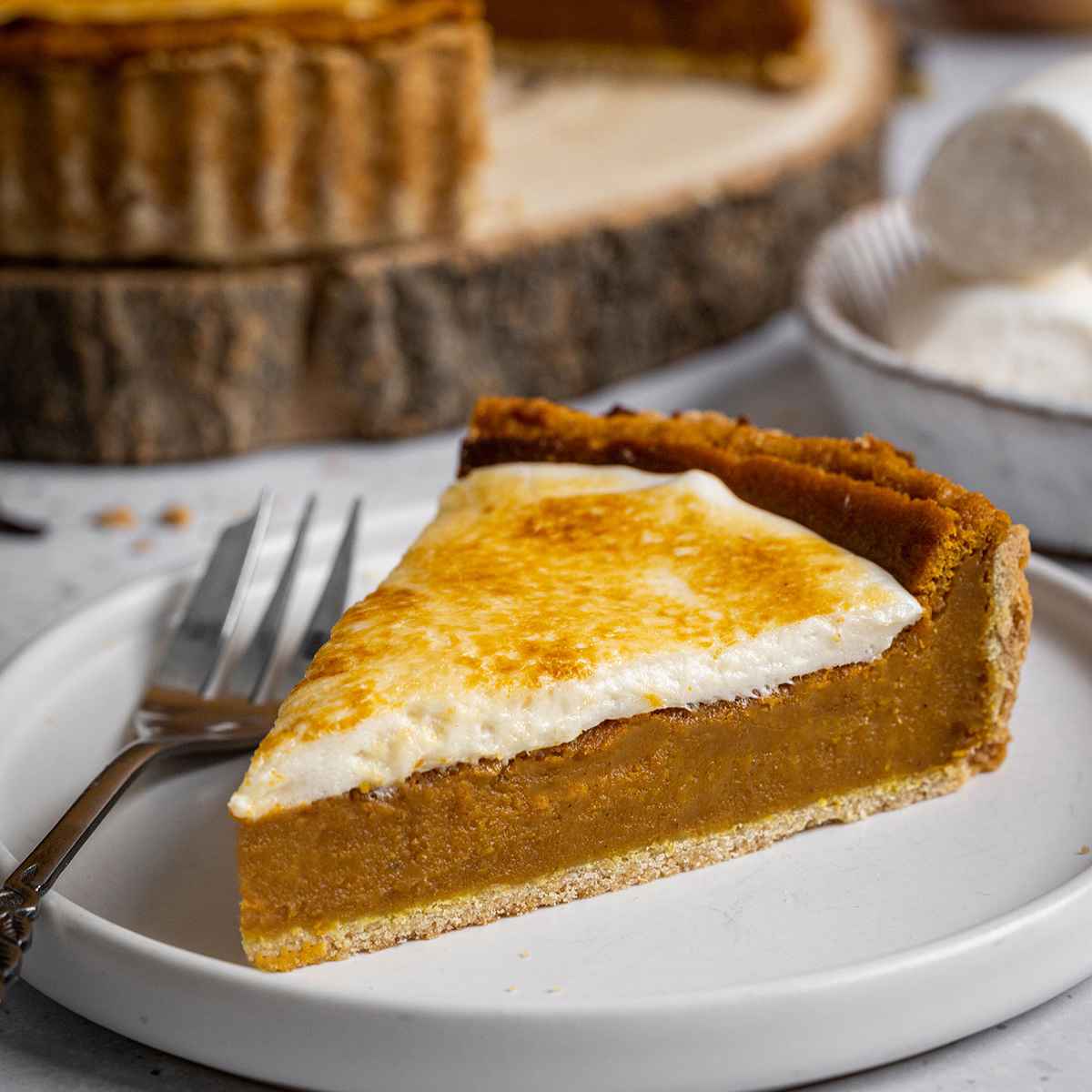 a slice of vegan sweet potato pie