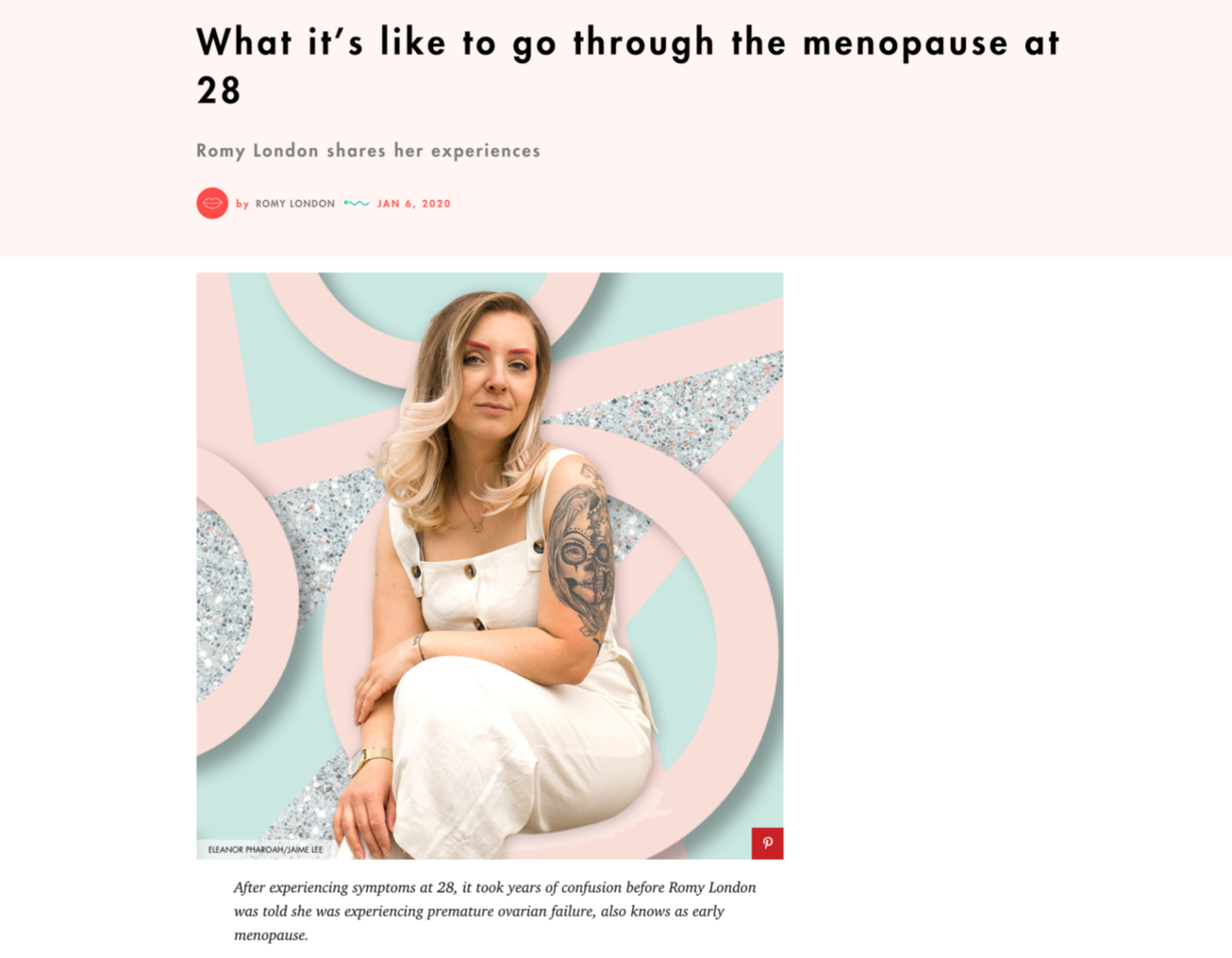Romy London Cosmopolitan article about Early Menopause