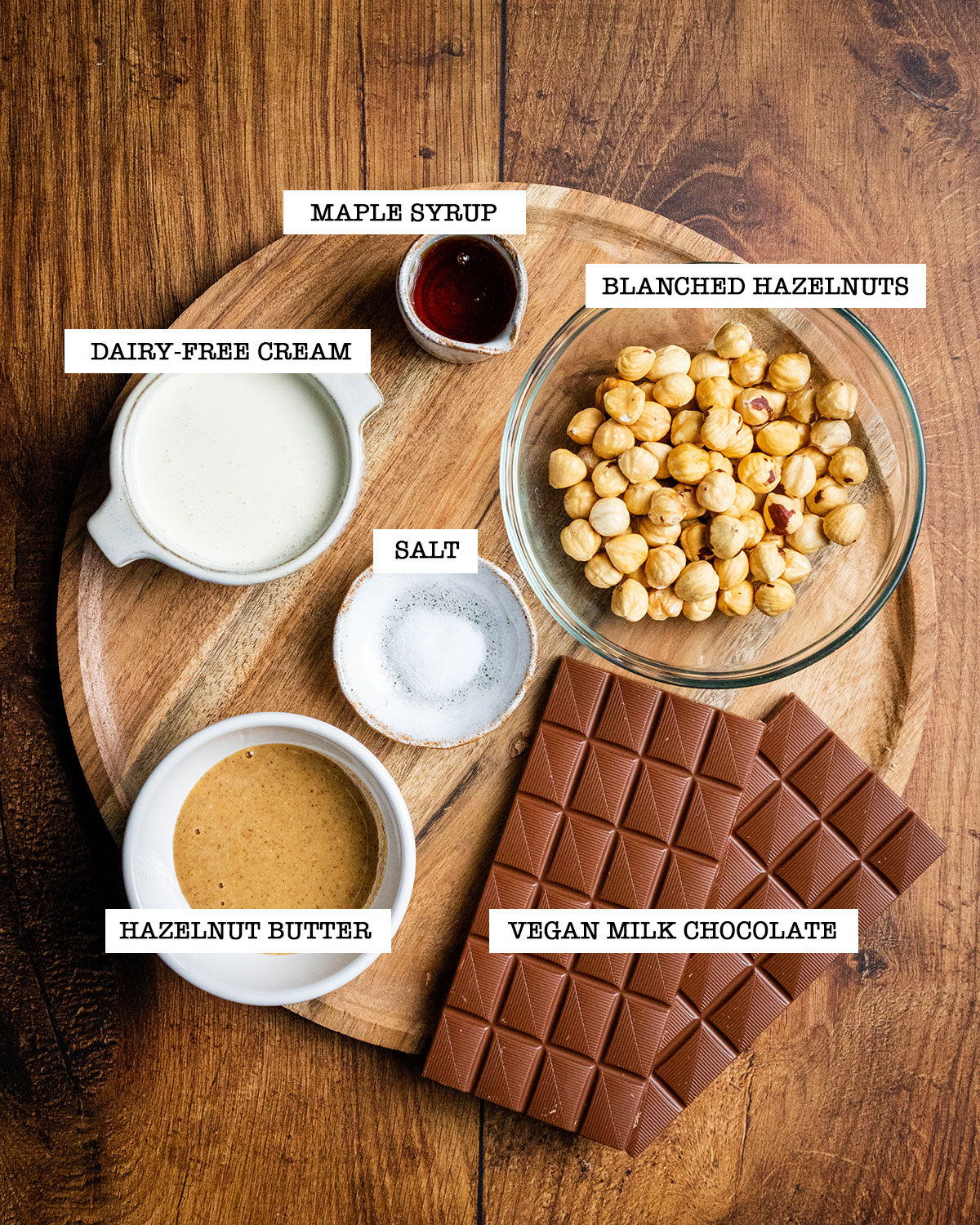 Ingredients for making vegan Ferrero Rocher