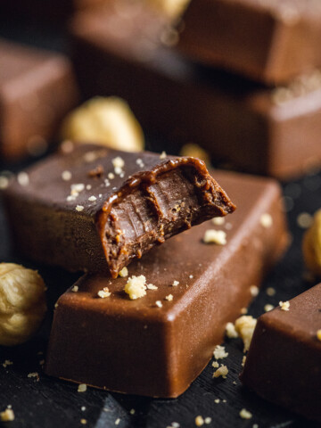 Chocolate Nut Butter Fudge on a black serving board