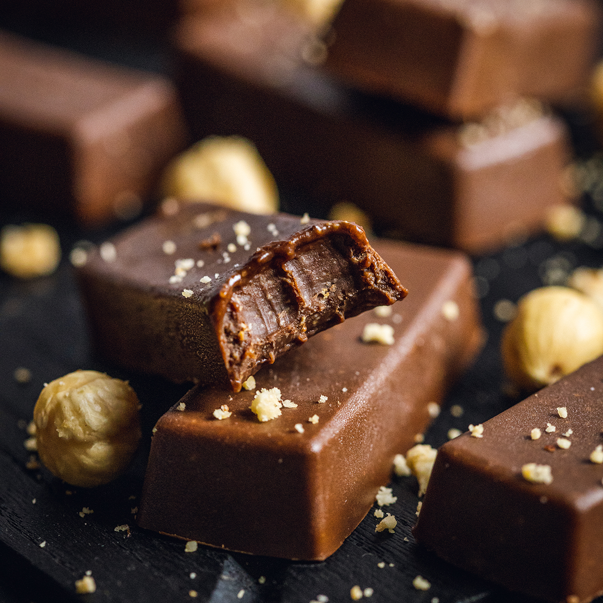 Chocolate Nut Butter Fudge on a black serving board