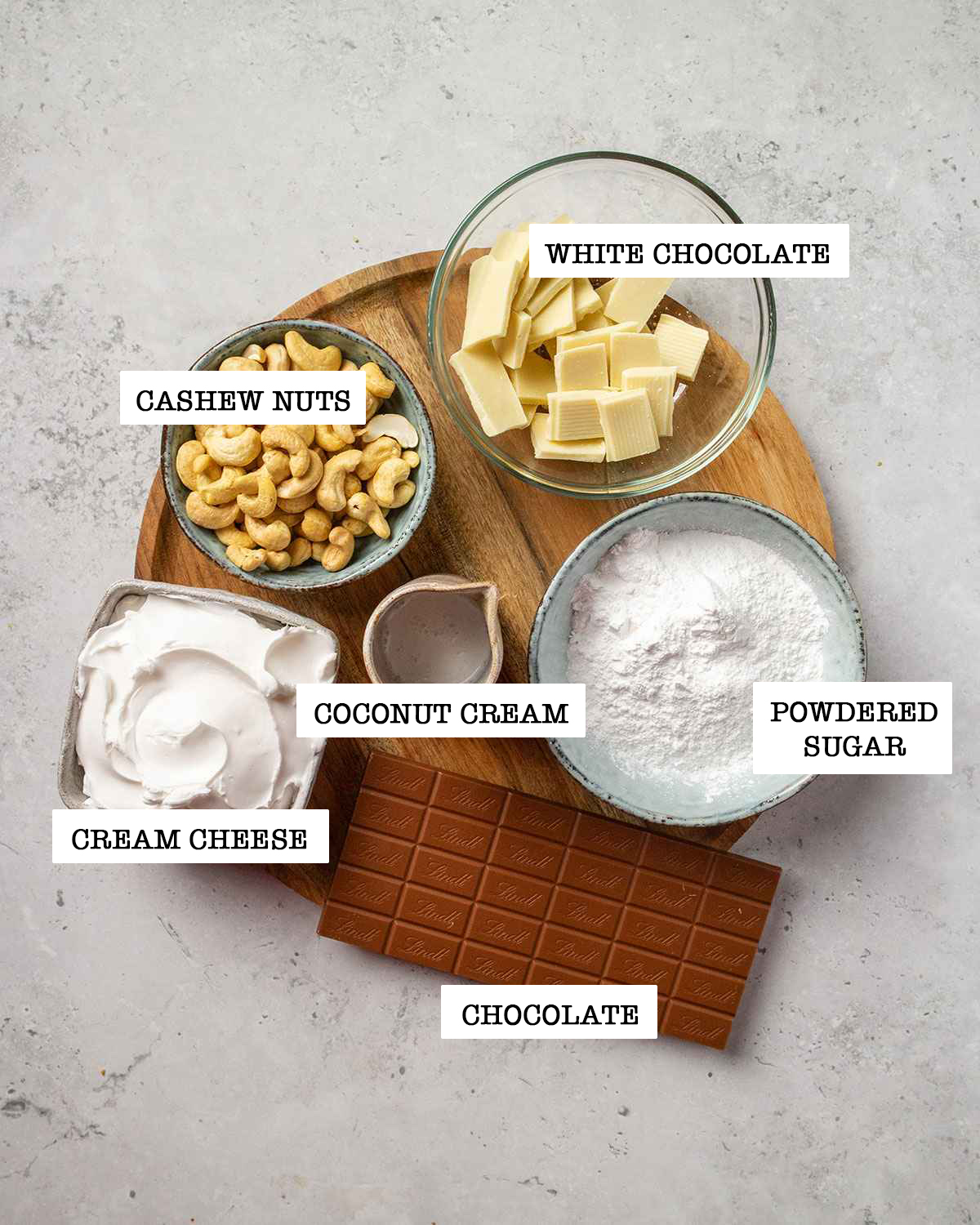 Ingredients for making cheesecake filled Easter eggs