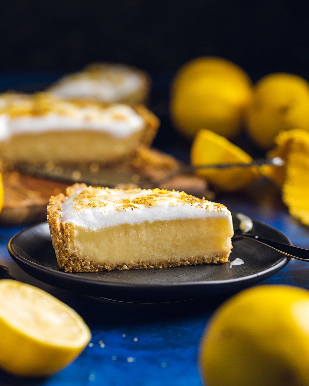 a slice of vegan lemon meringue pie