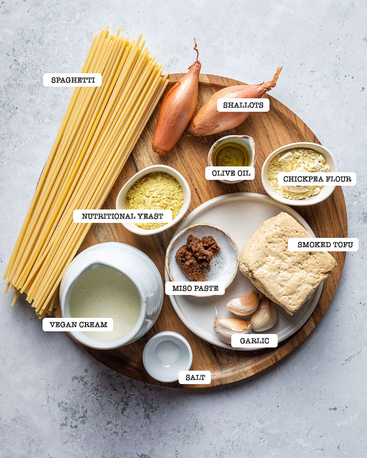 Ingredients for vegan carbonara