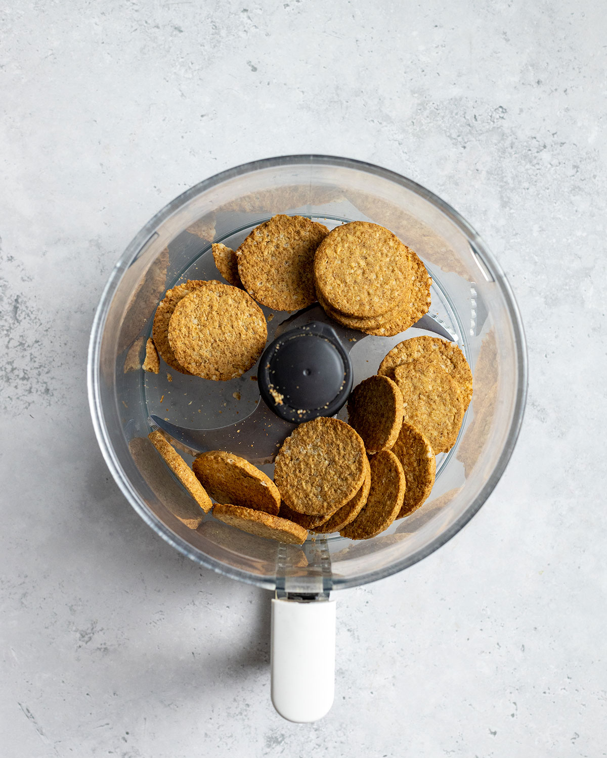 whole biscuits in a food processor