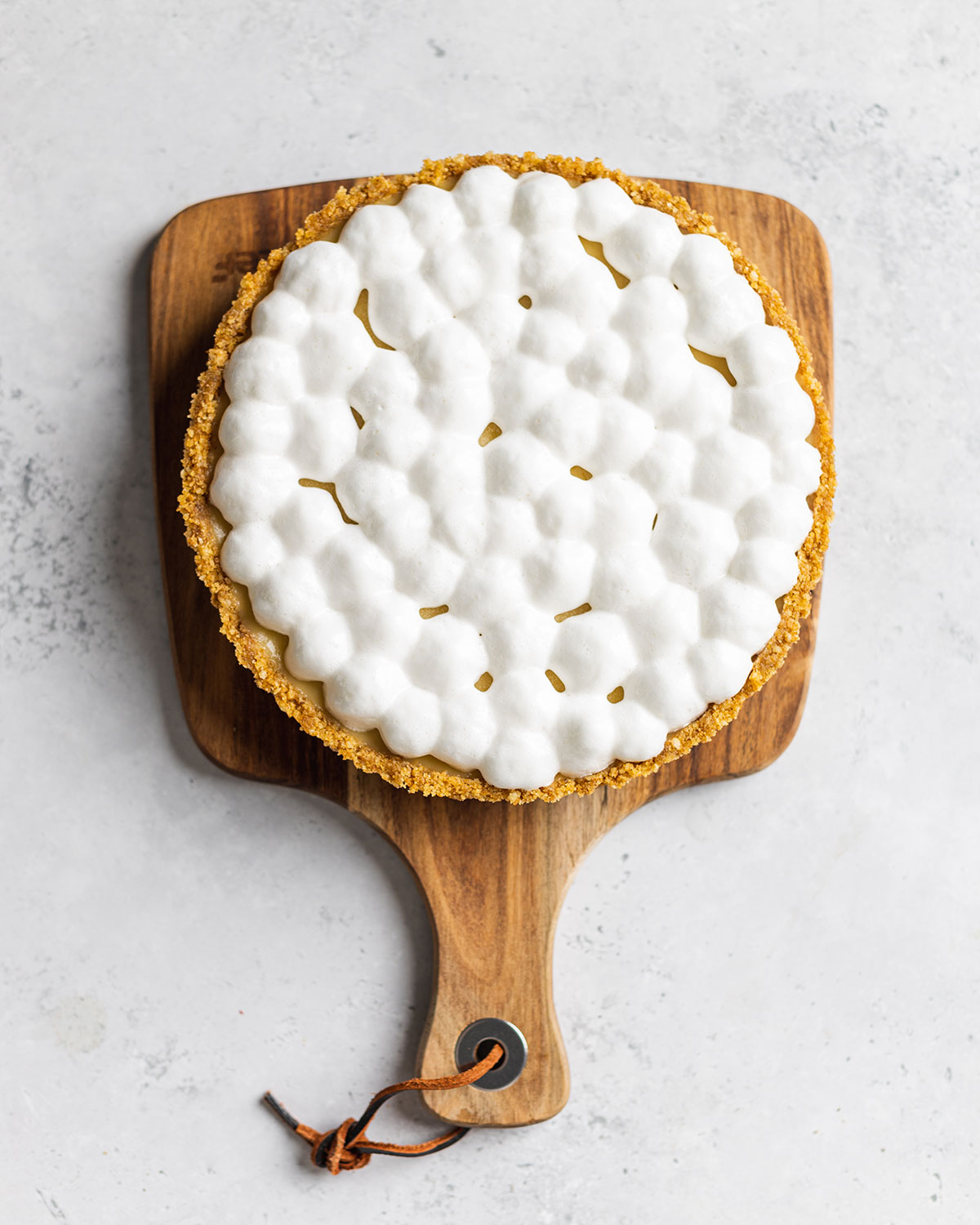 vegan meringue on a lemon pie