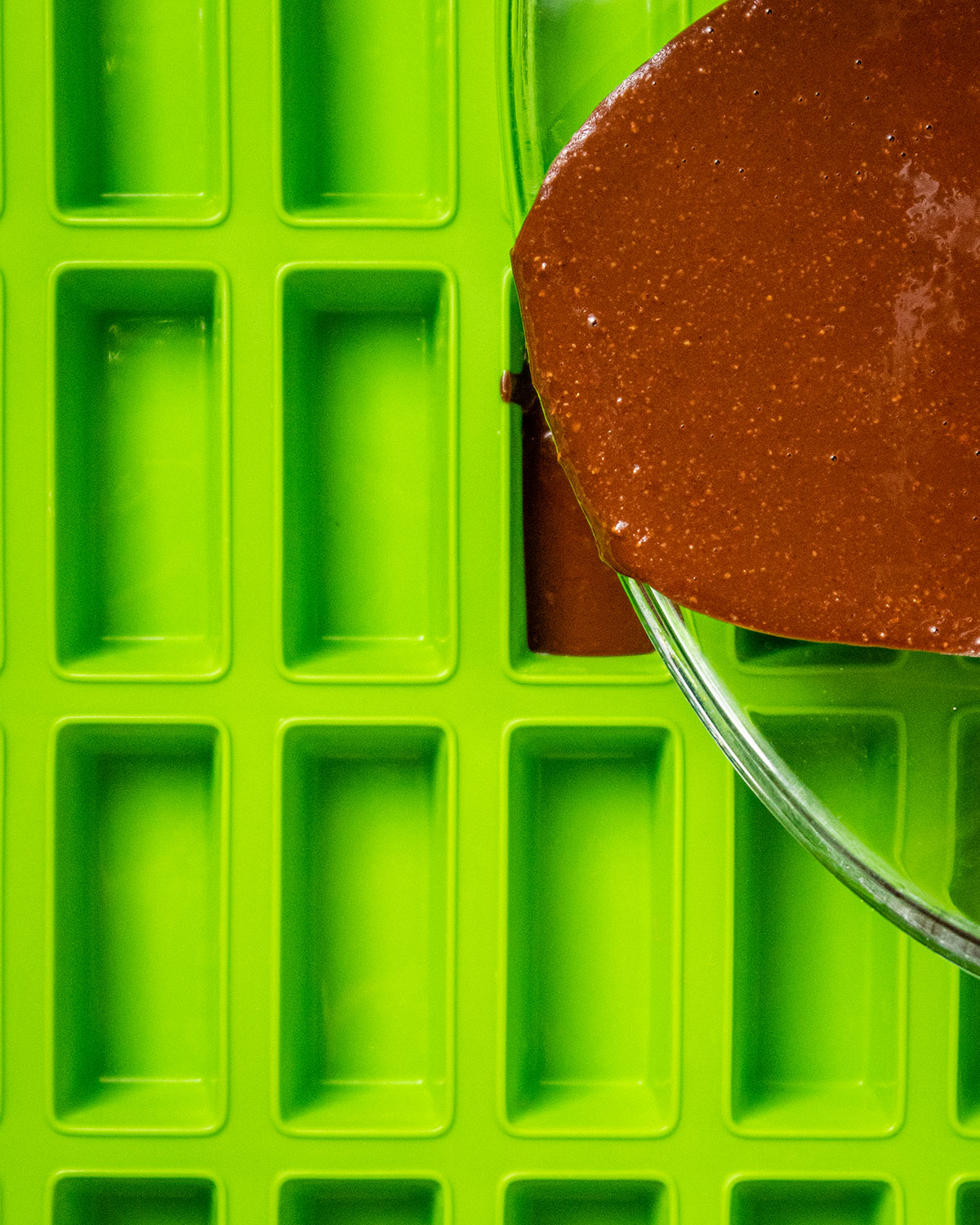 the mixture being poured into the silicone mould