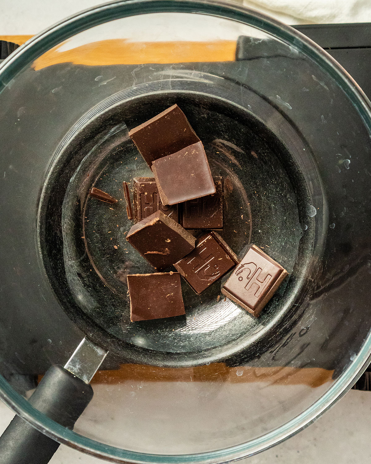 dark chocolate in a double boiler