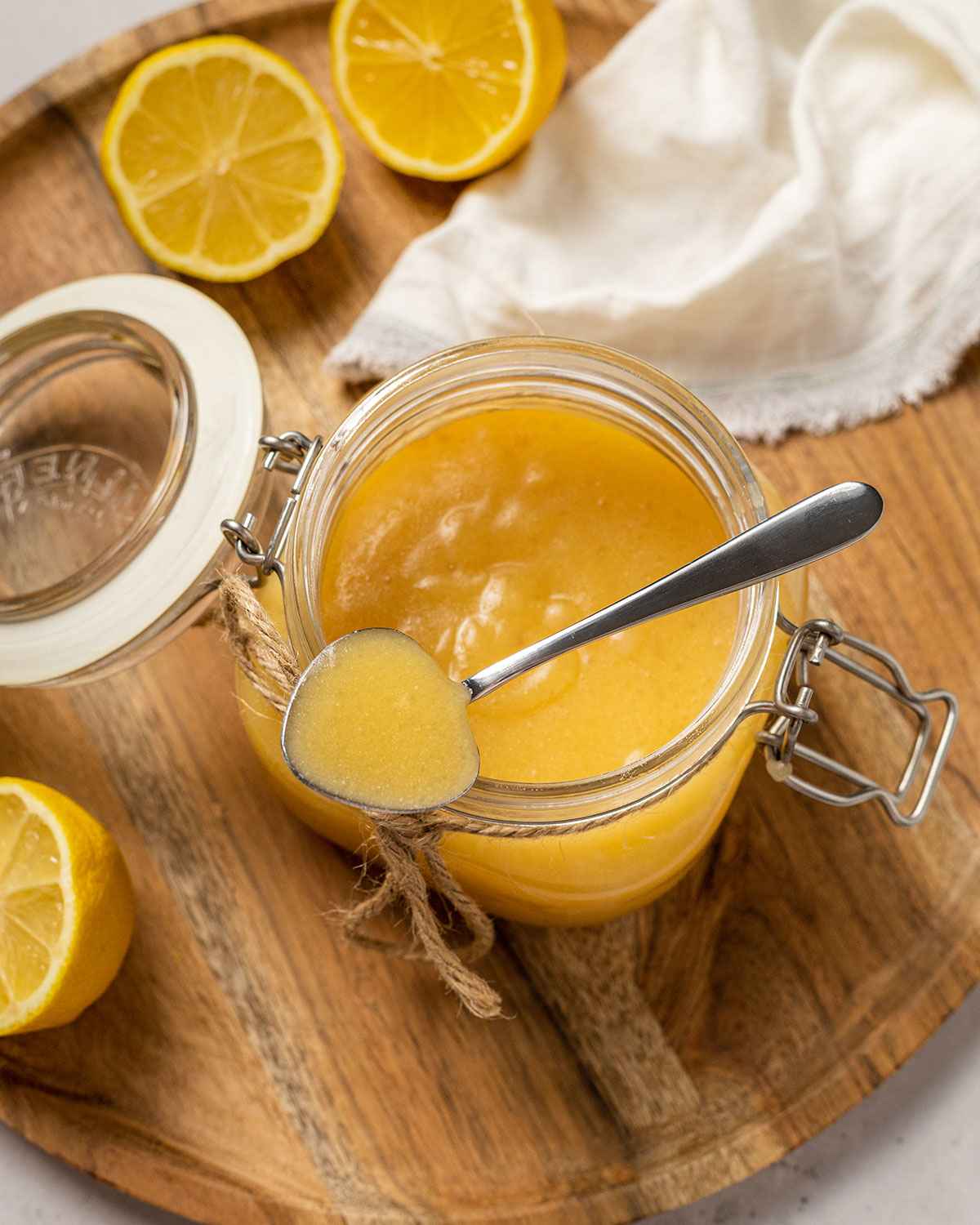 delicious vegan lemon curd with a spoon