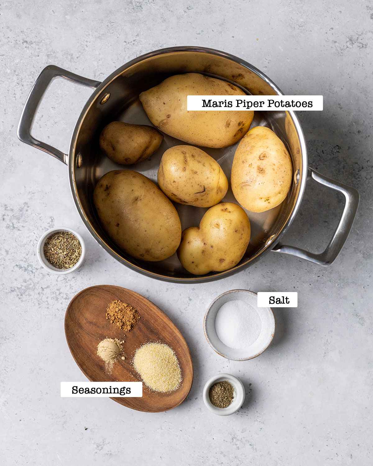 ingredients for air fryer tater tots on a marble table