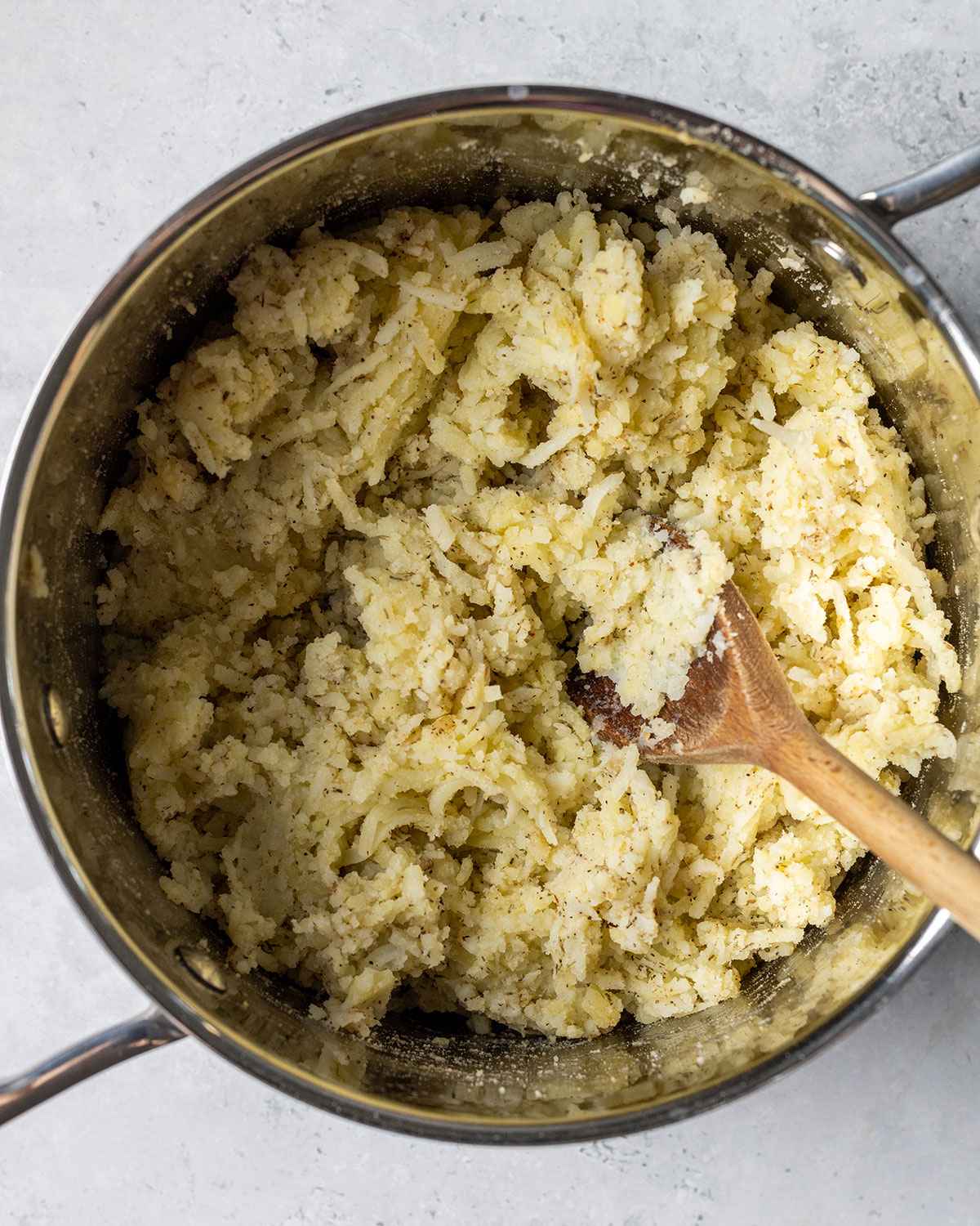 tater tot mix in a saucepan