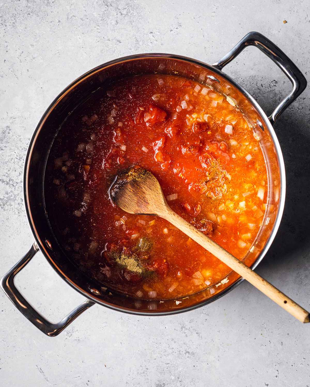 water added to the saucepan