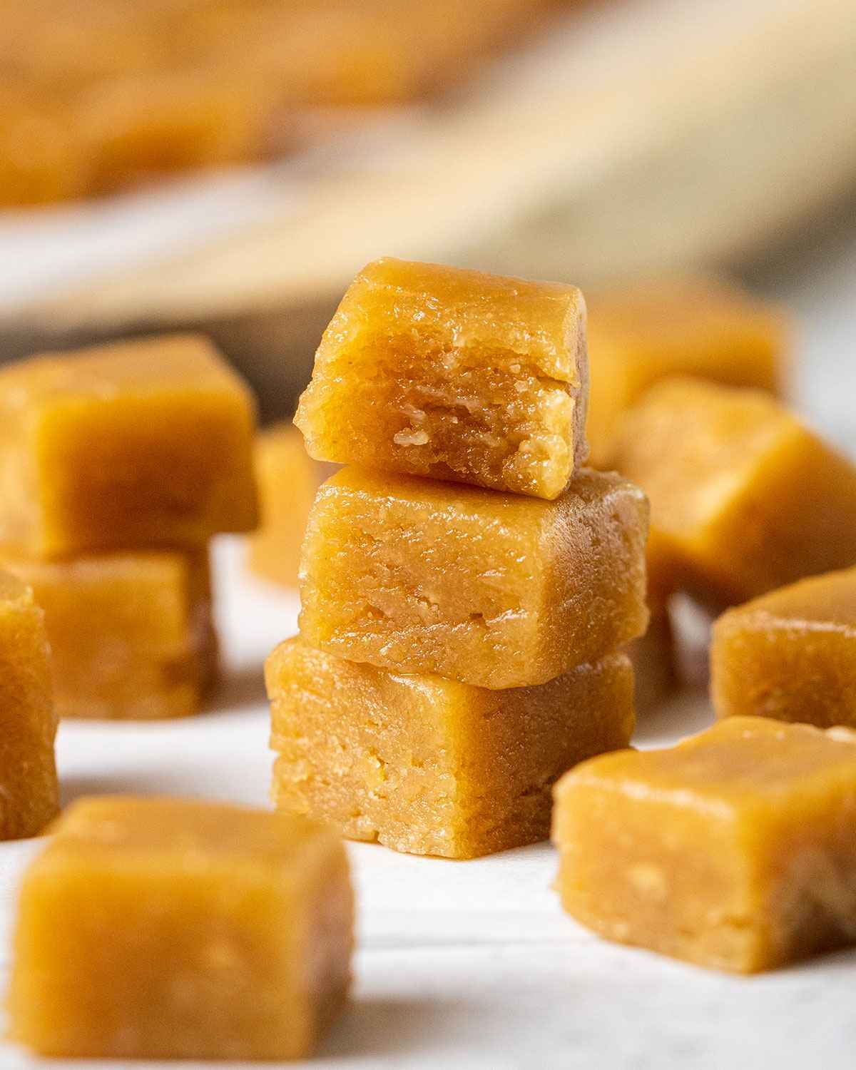 a stack of peanut butter fudge