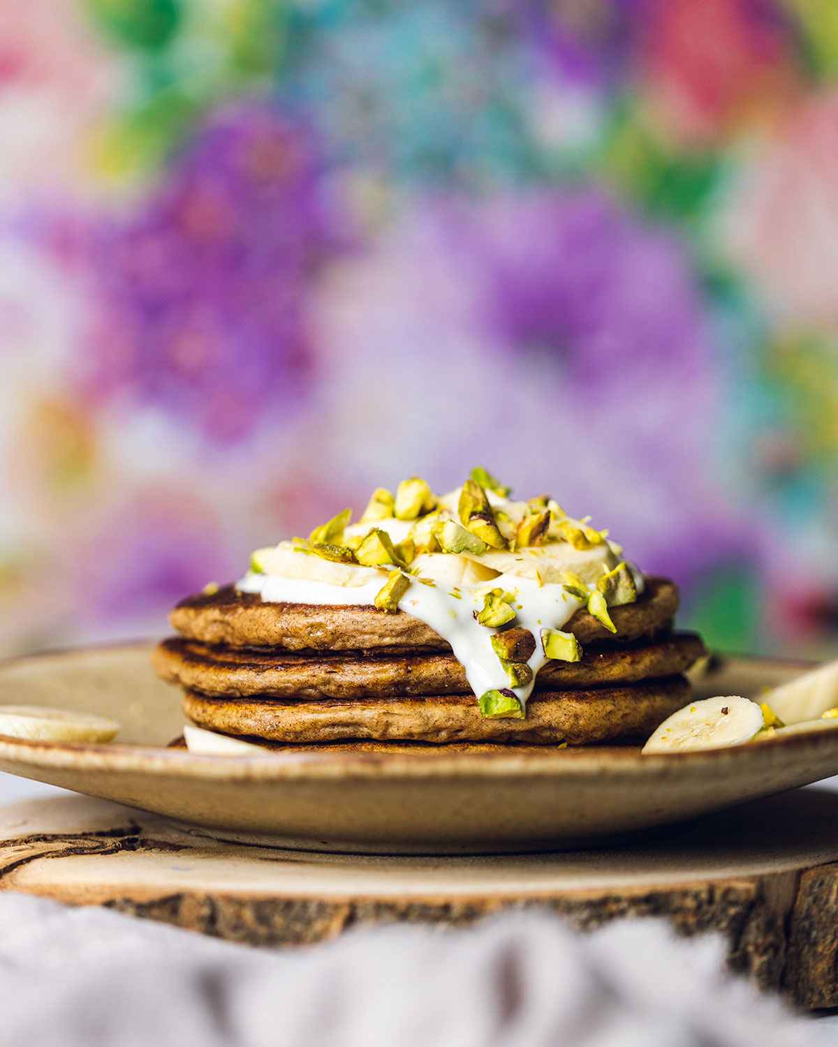 stacked banana pancakes