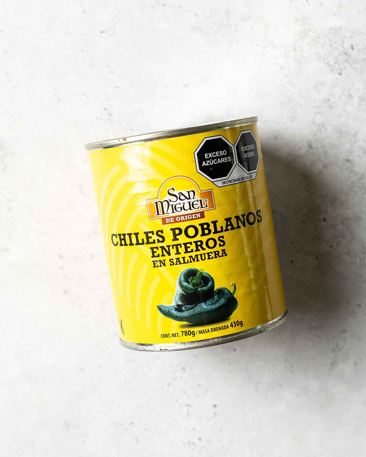 a tin of poblano peppers