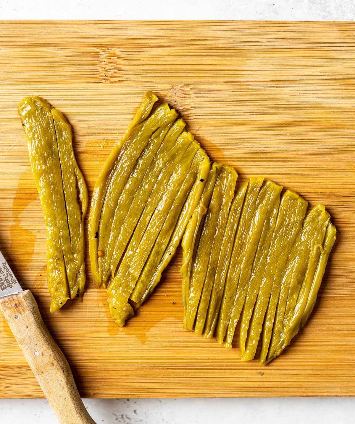 a poblano pepper cut into thin strips