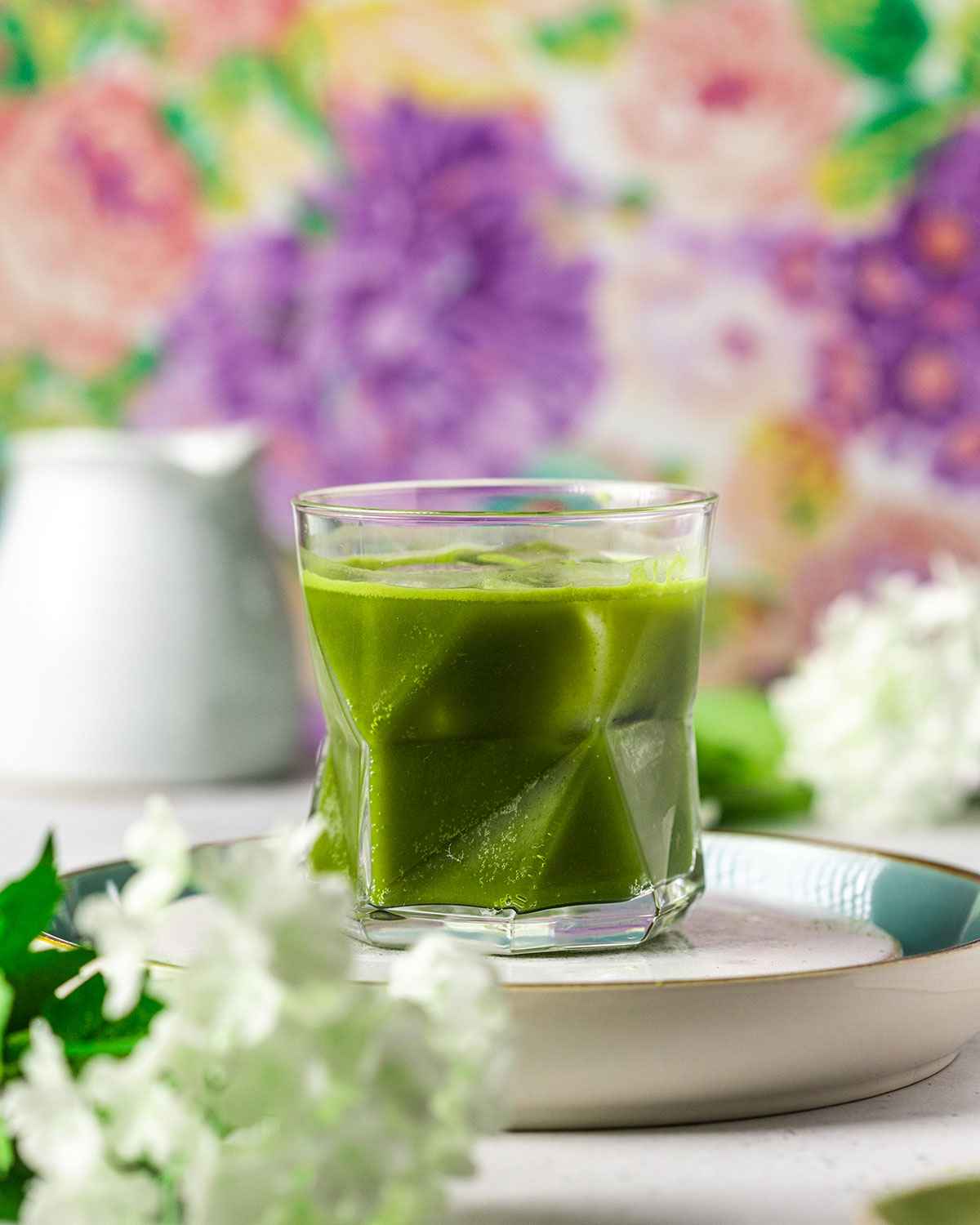 matcha lemonade in a glass