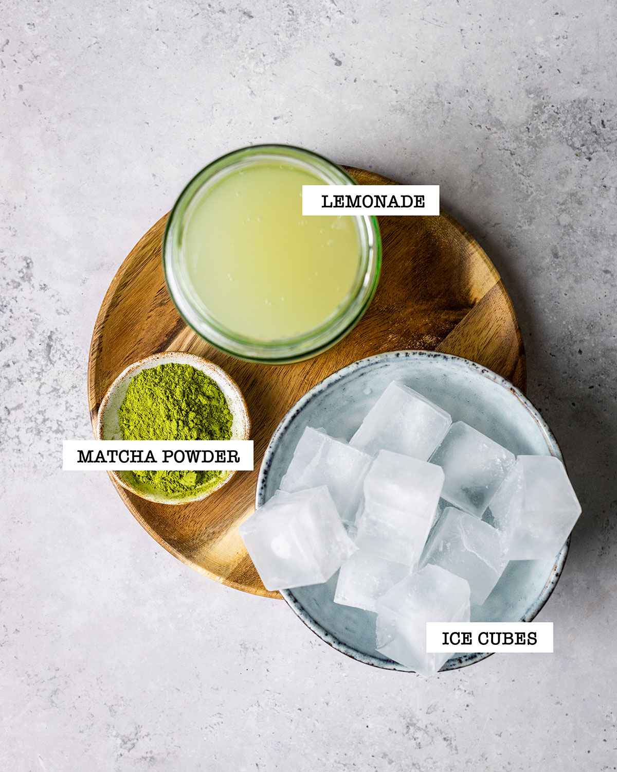 ingredients for making matcha lemonade