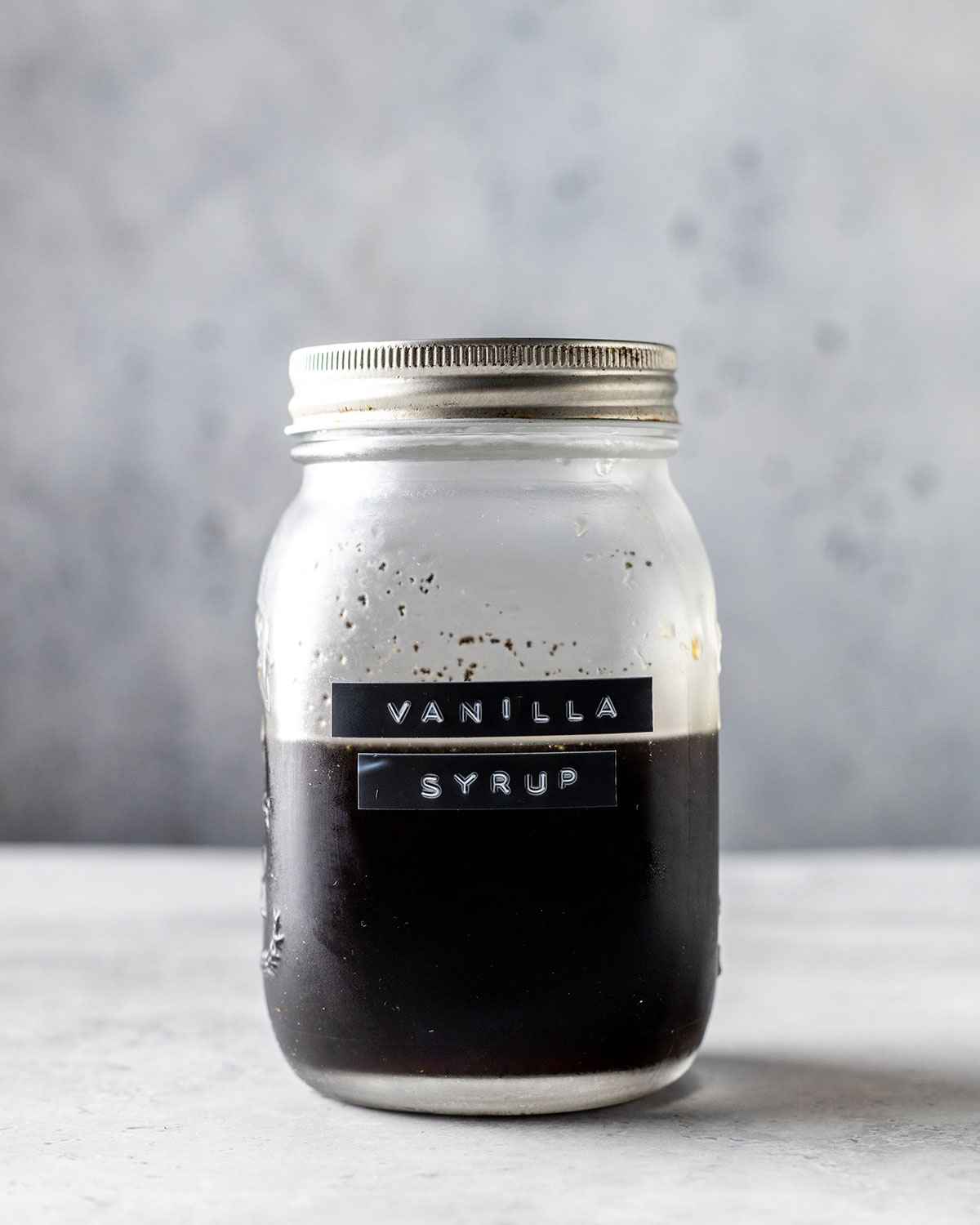 homemade vanilla syrup in a mason jar