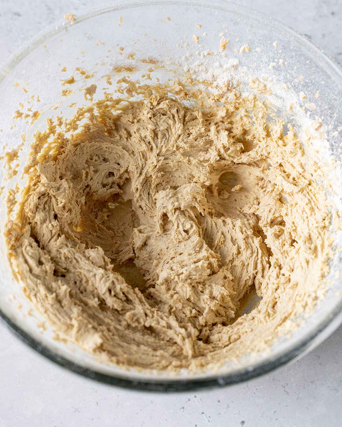 lemon cookie dough in a mixing bowl