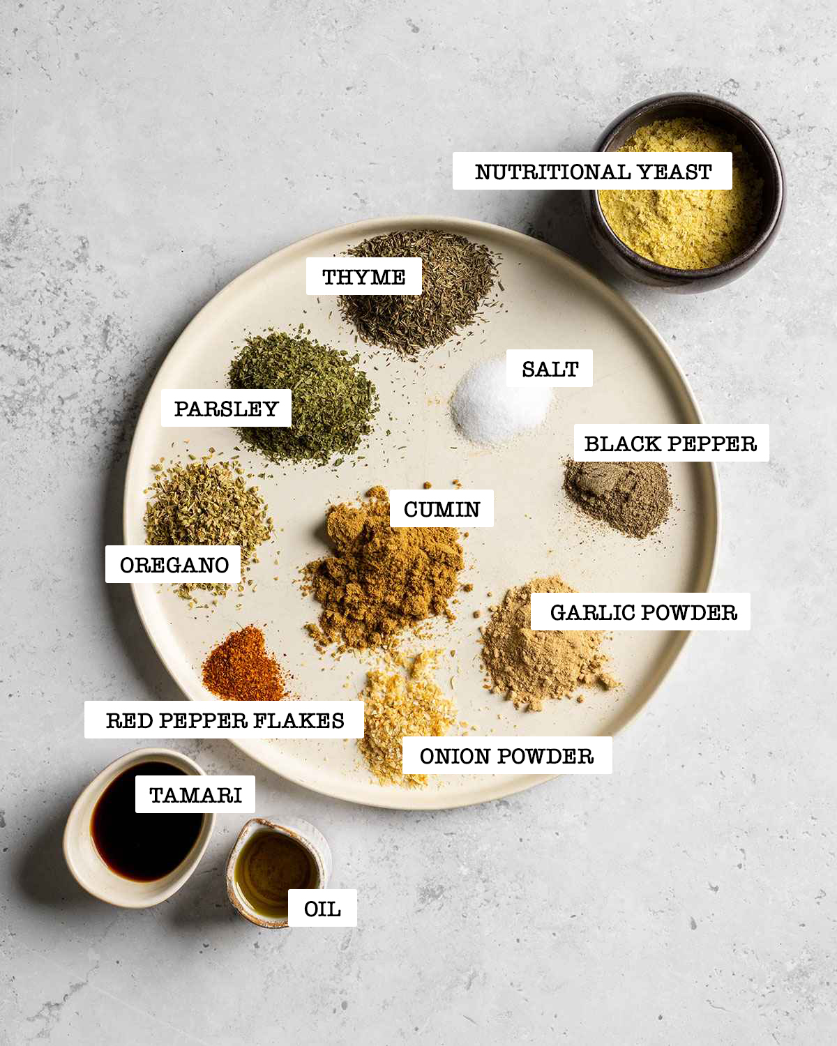 ingredients for vegan kabob flavor paste
