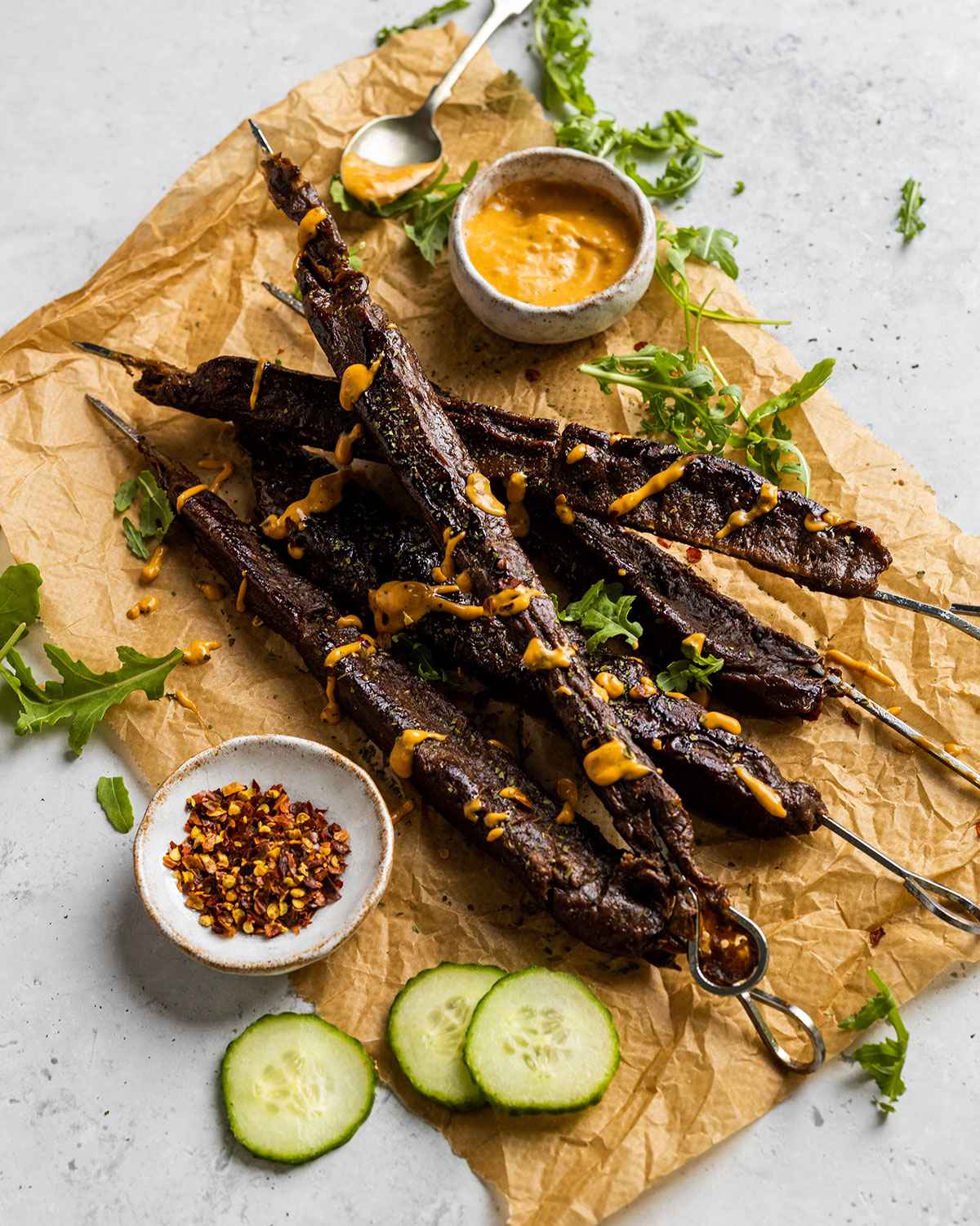 kebab kabob skewers on a serving platter