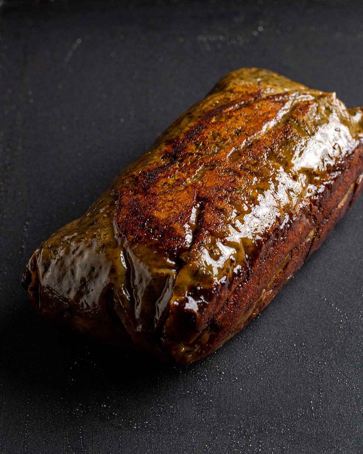 vegan gyros loaf on the grill